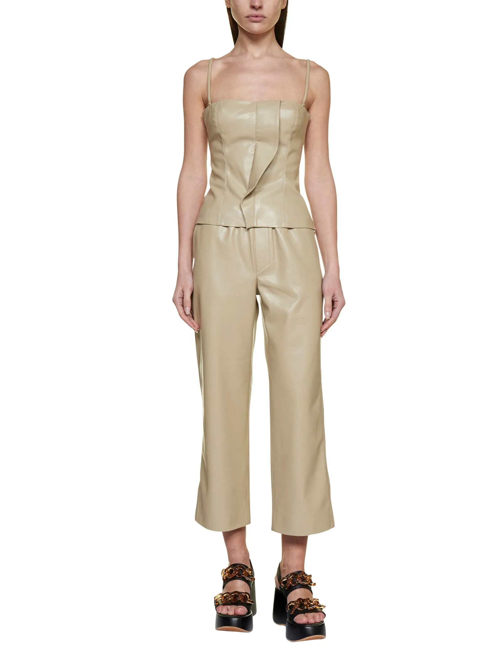 Nanushka Faux Leather High Waist Cropped Trousers