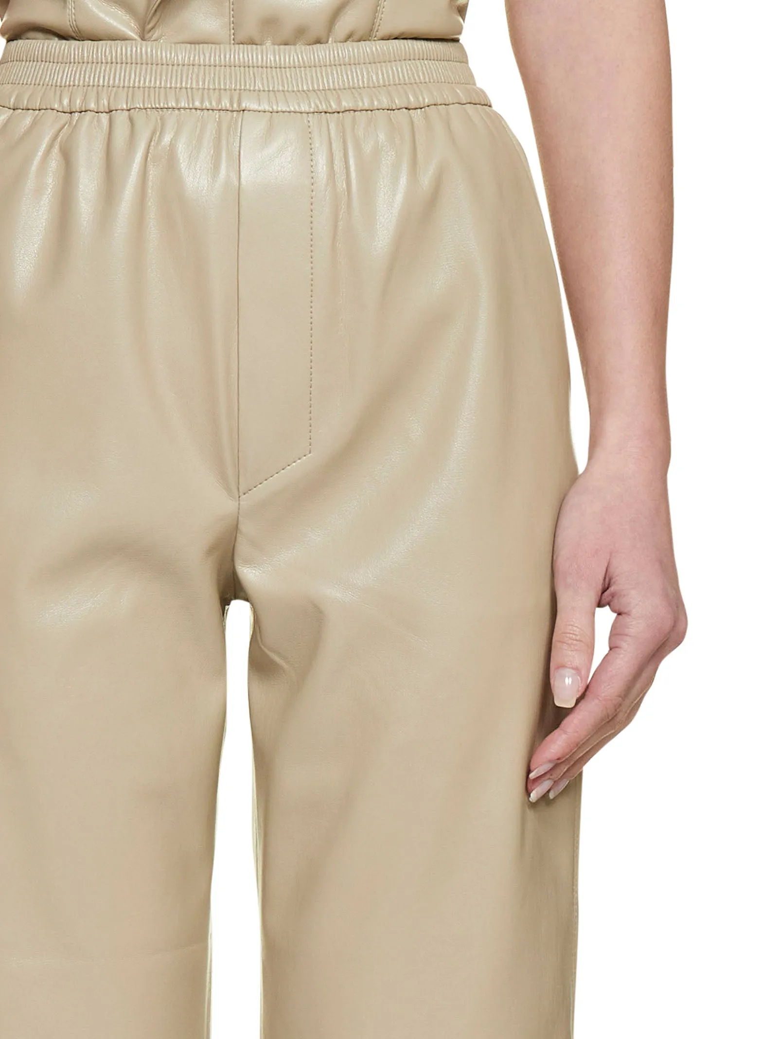 Nanushka Faux Leather High Waist Cropped Trousers