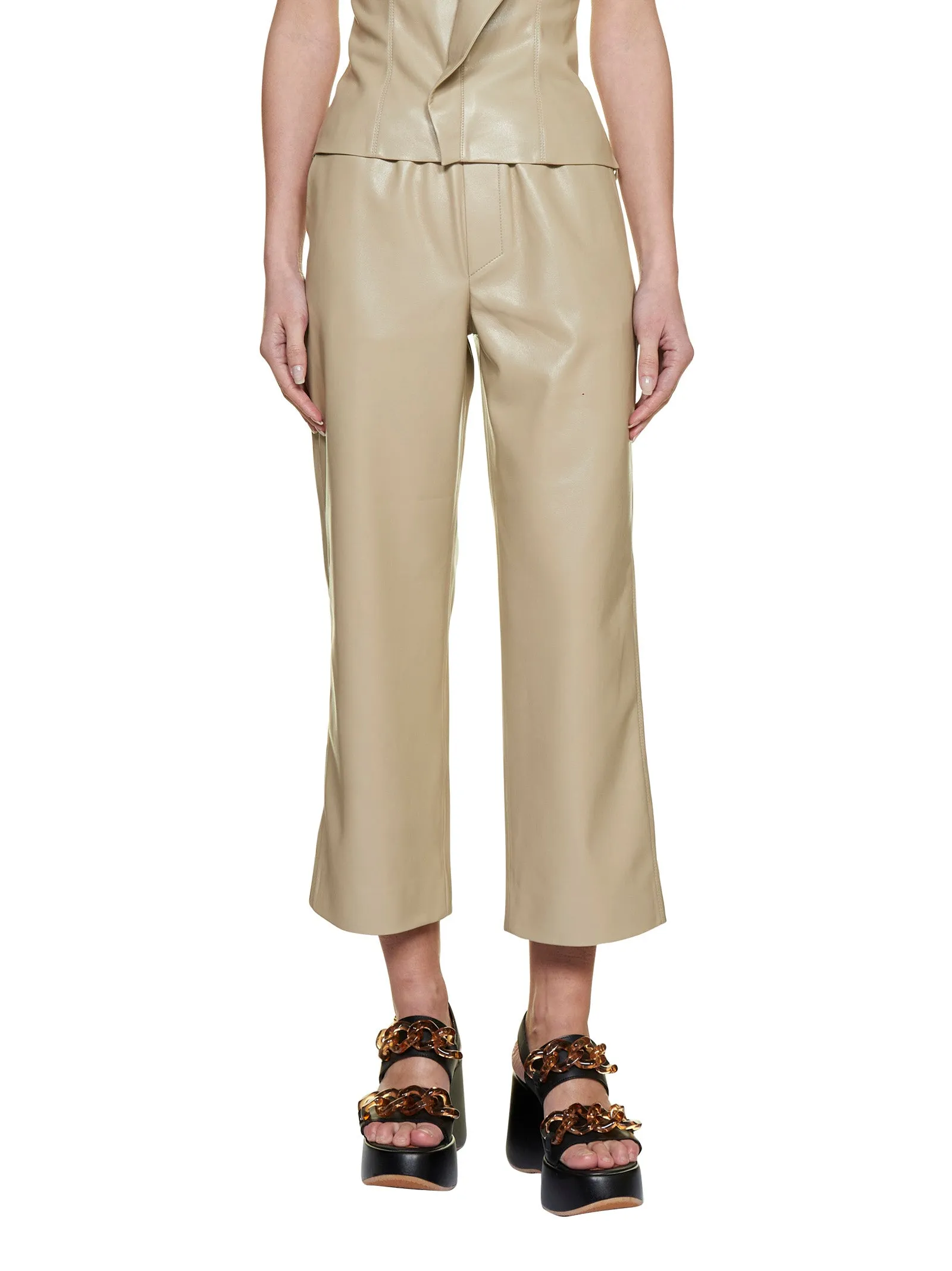 Nanushka Faux Leather High Waist Cropped Trousers