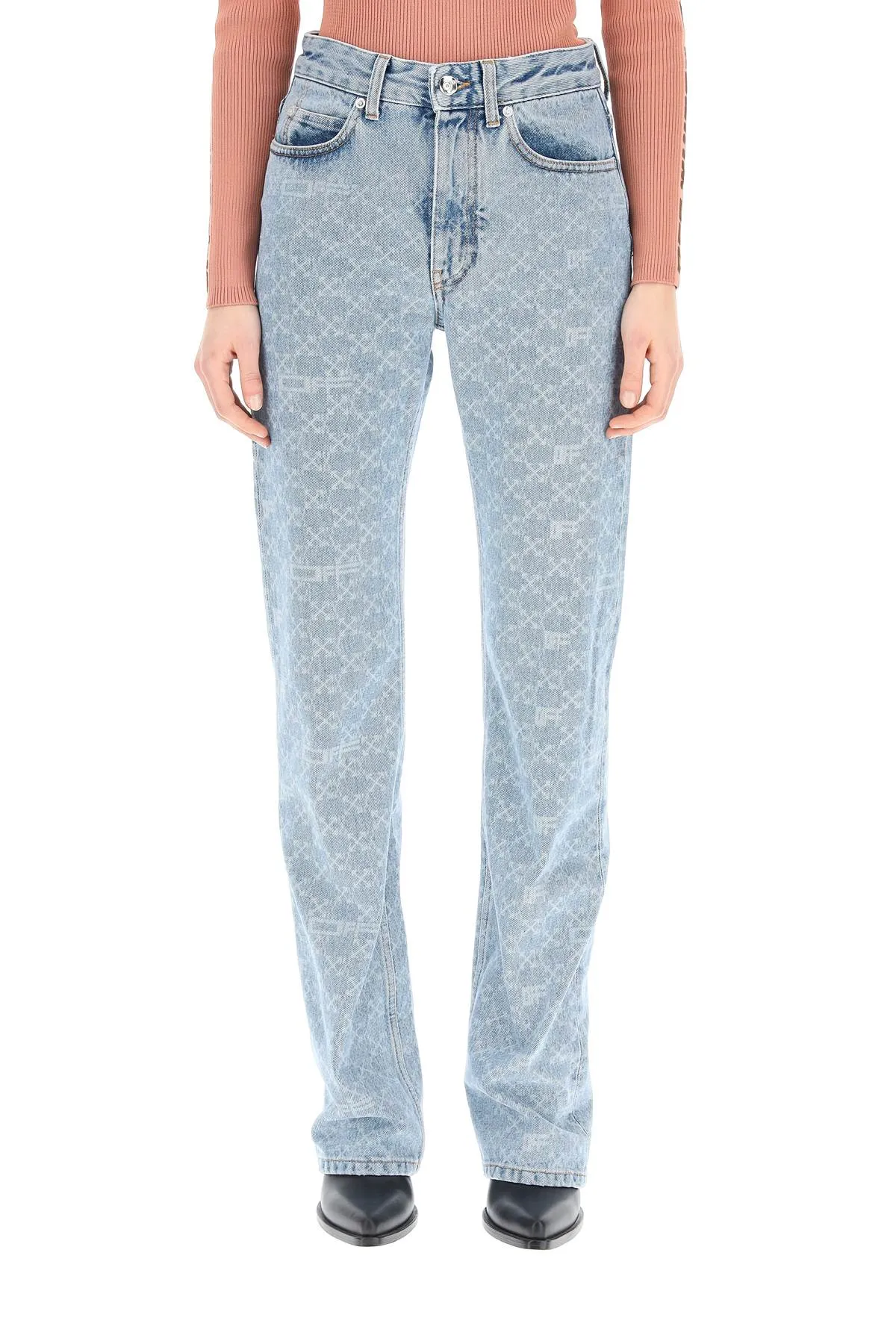 Off-White Monogram Printed Mid Rise Jeans