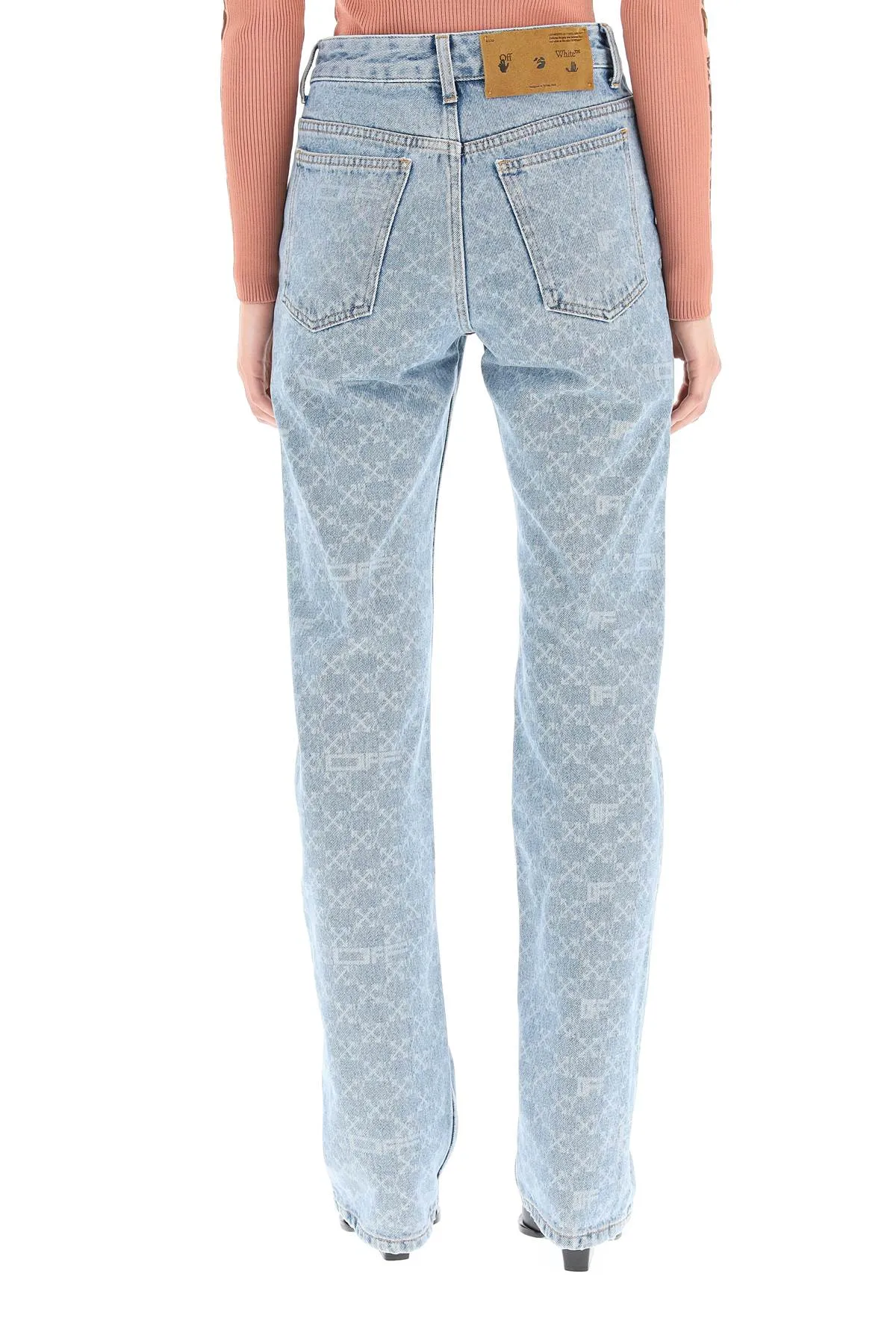 Off-White Monogram Printed Mid Rise Jeans