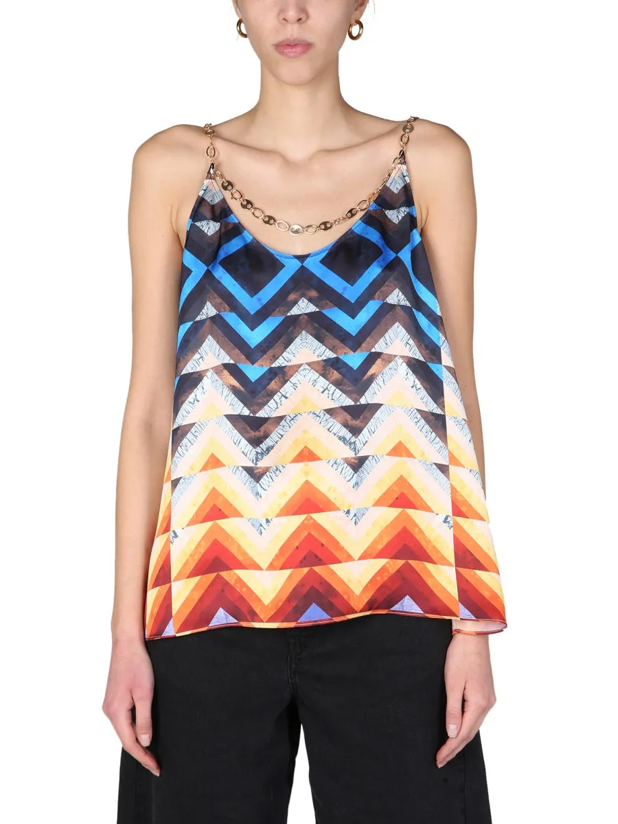 Paco Rabanne Printed Chain Link Detailed Top