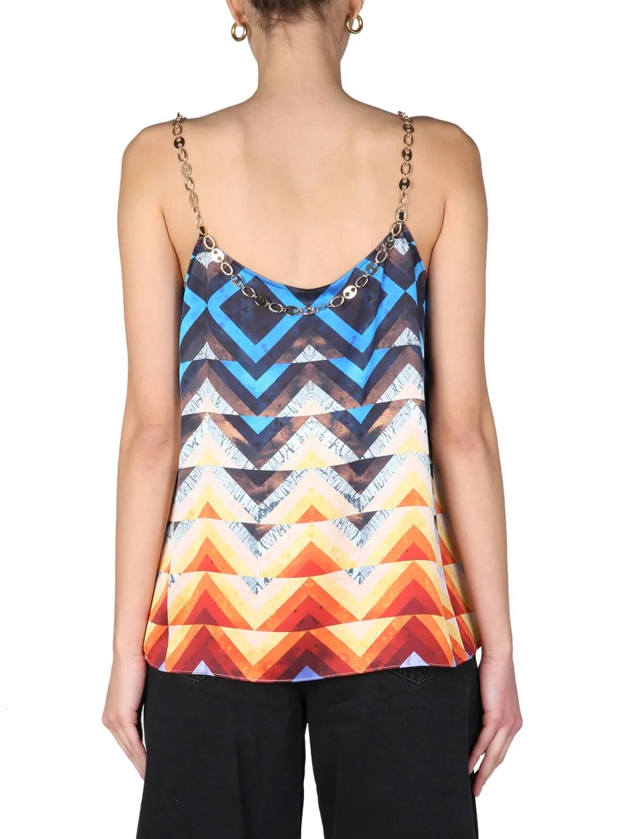 Paco Rabanne Printed Chain Link Detailed Top