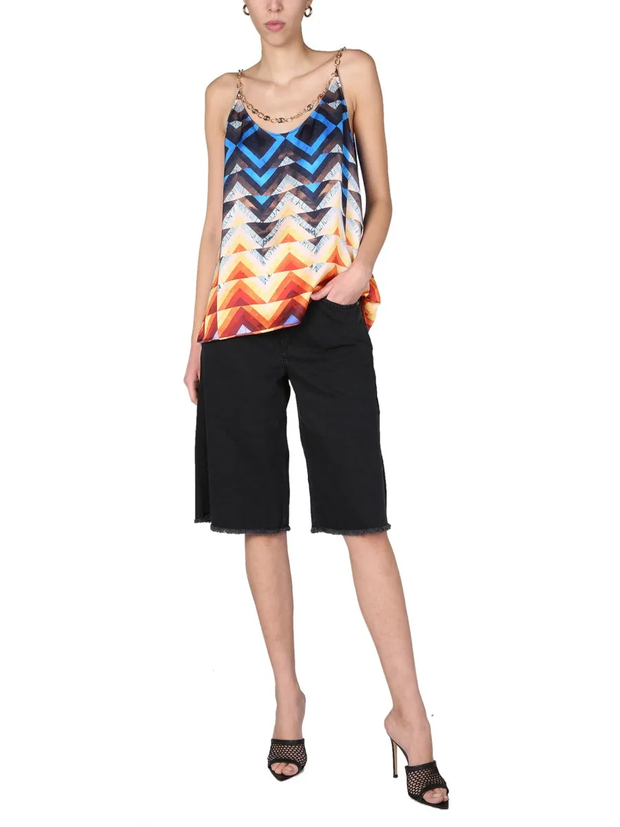 Paco Rabanne Printed Chain Link Detailed Top