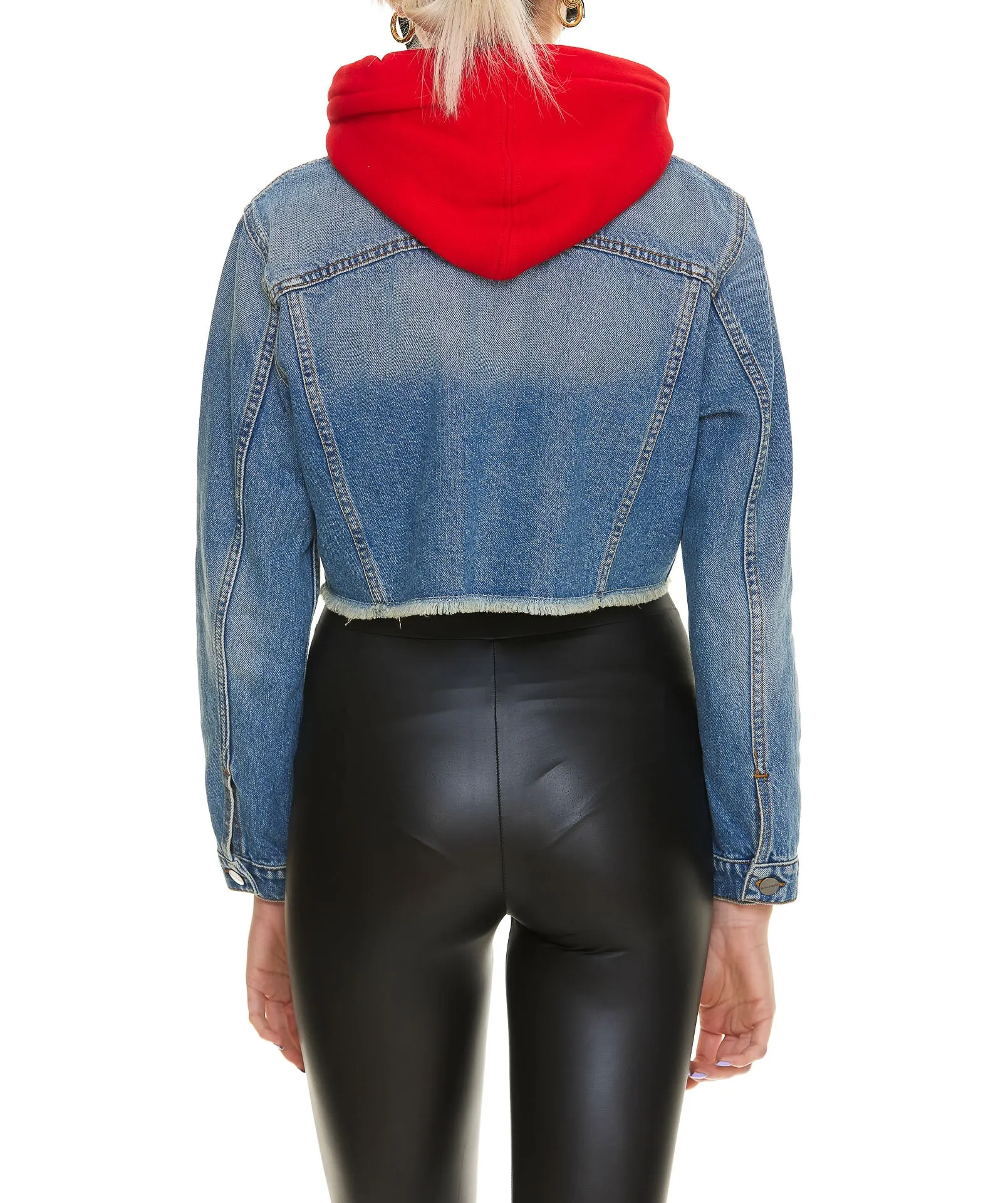 Palm Angels Hooded Cropped Denim Jacket