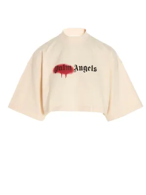 Palm Angels Logo Printed Cropped T-Shirt