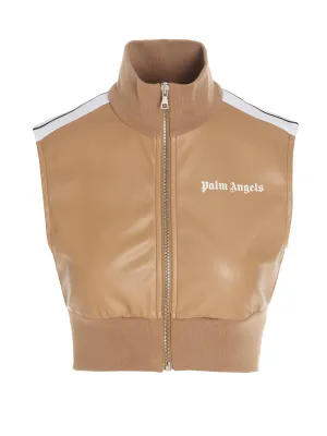 Palm Angels Logo Printed Sleeveless Cropped Jacket