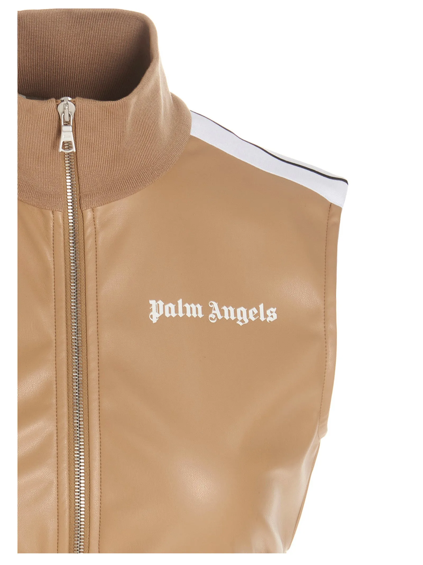 Palm Angels Logo Printed Sleeveless Cropped Jacket