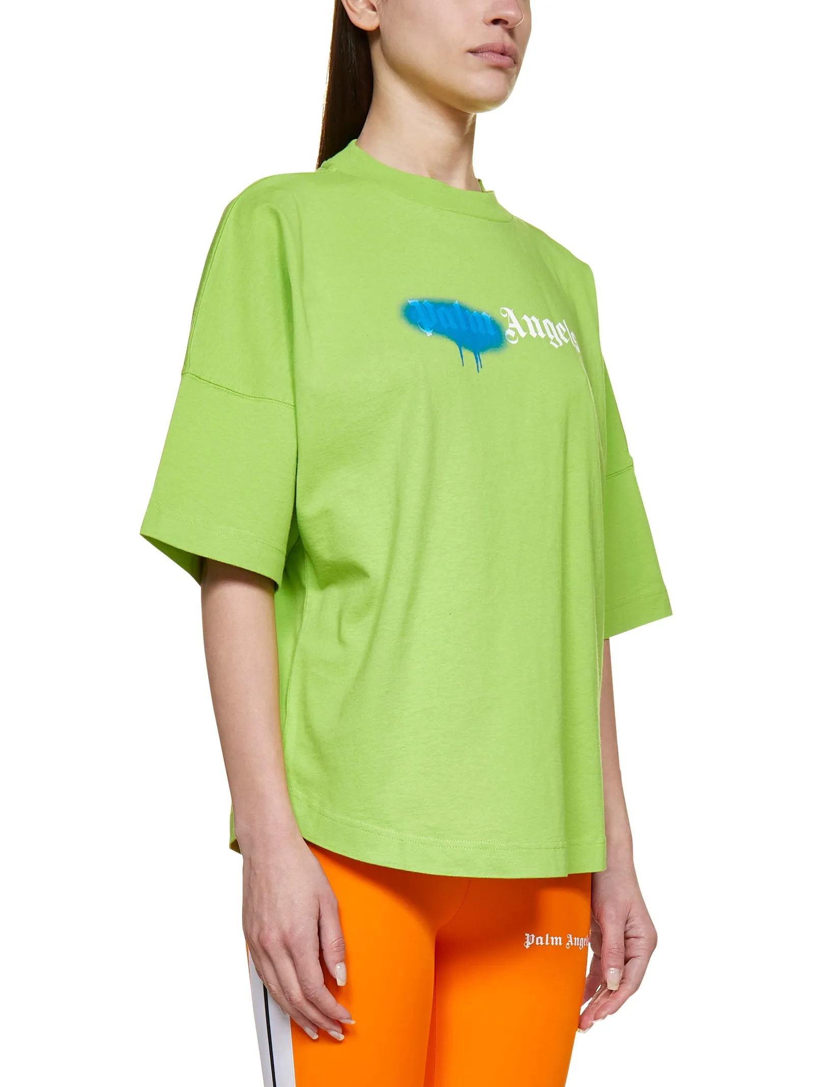 Palm Angels Sprayed Logo Printed T-Shirt