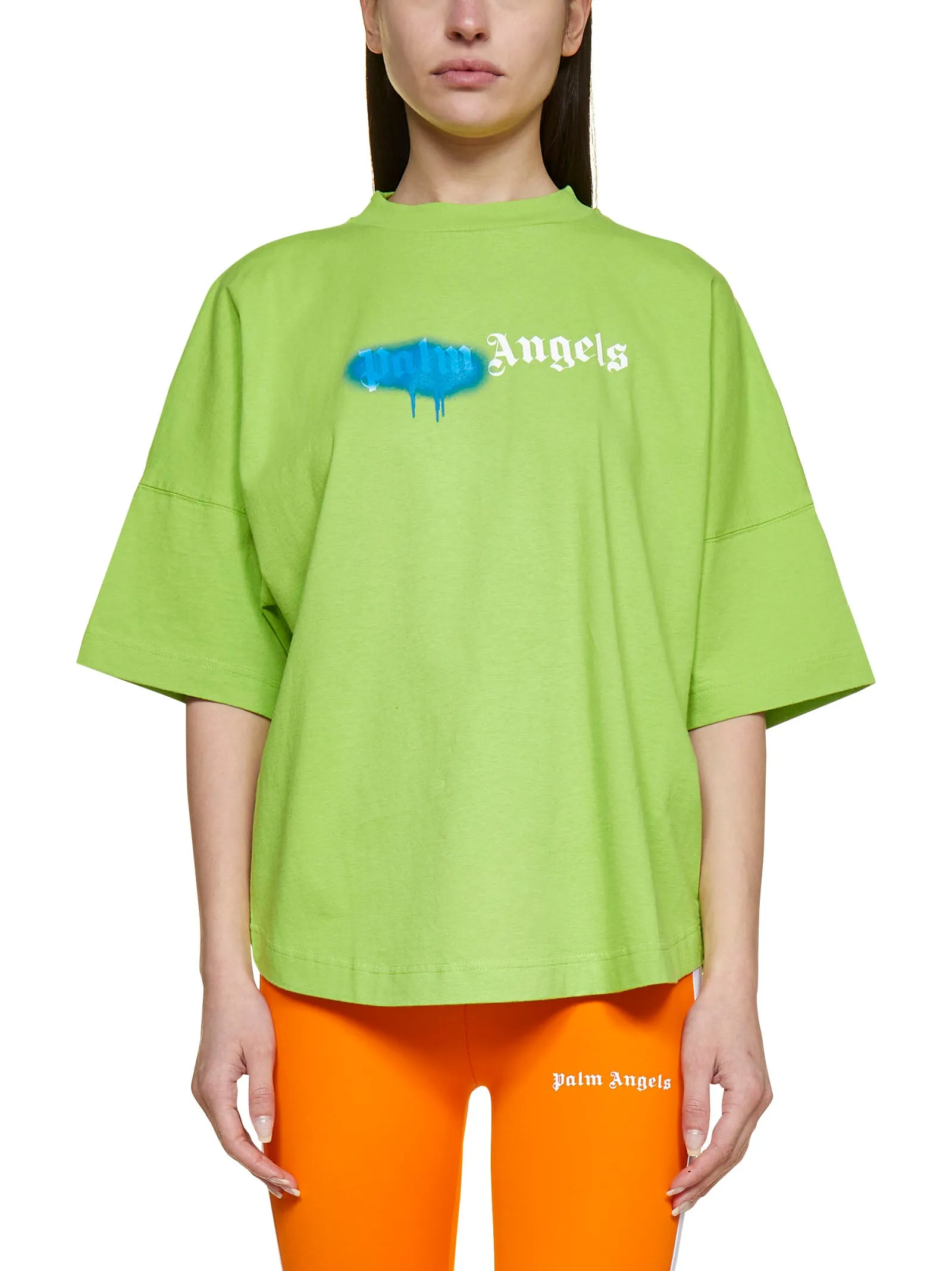 Palm Angels Sprayed Logo Printed T-Shirt