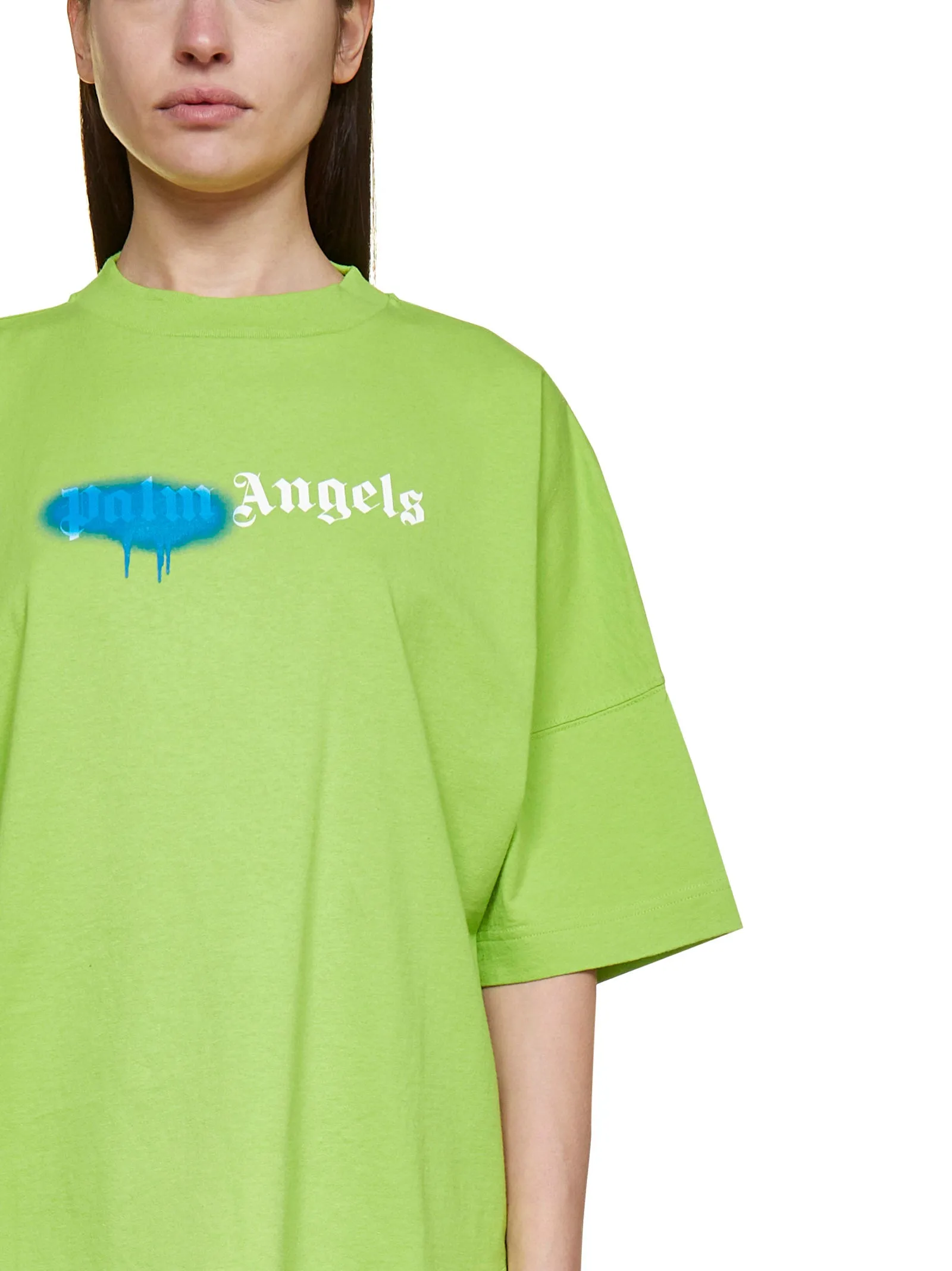 Palm Angels Sprayed Logo Printed T-Shirt