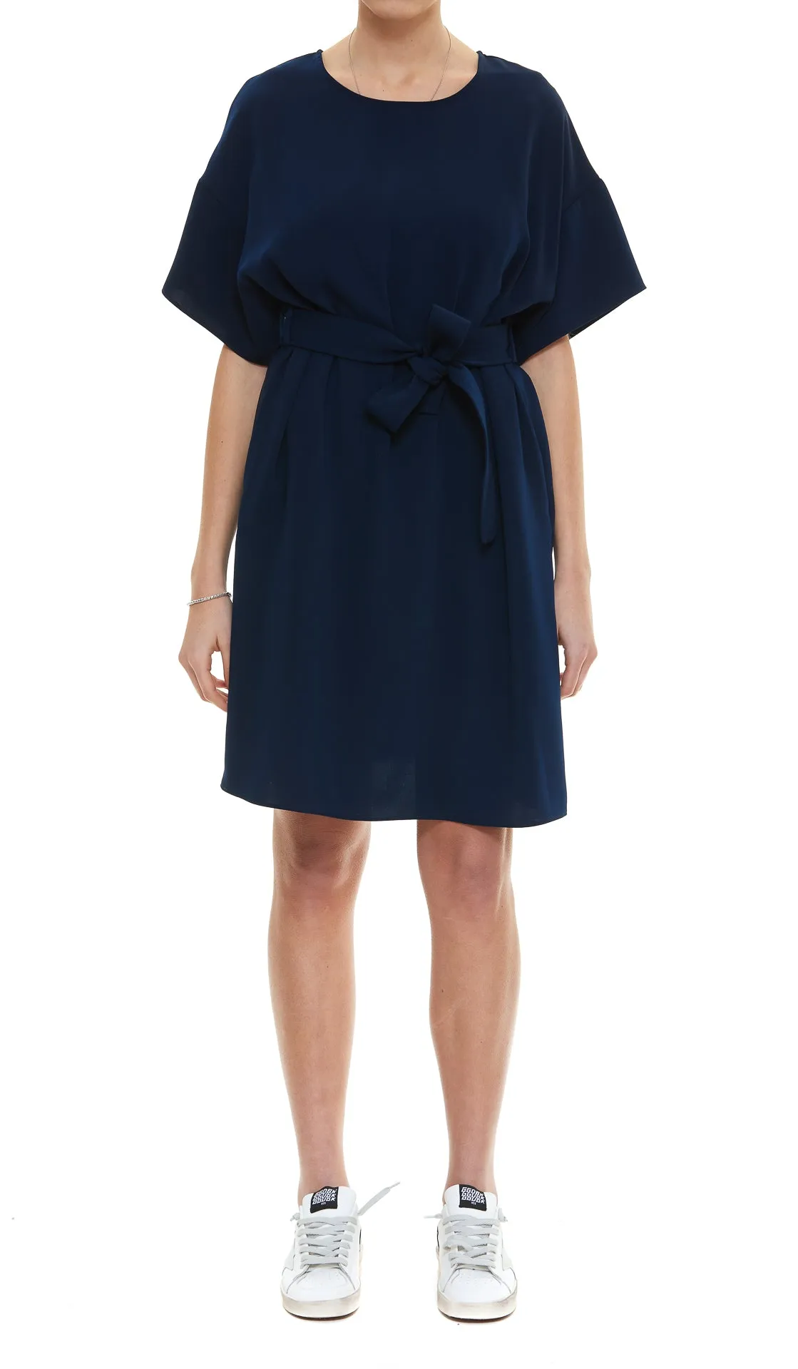 P.A.R.O.S.H. Belted Waisted Crewneck Dress