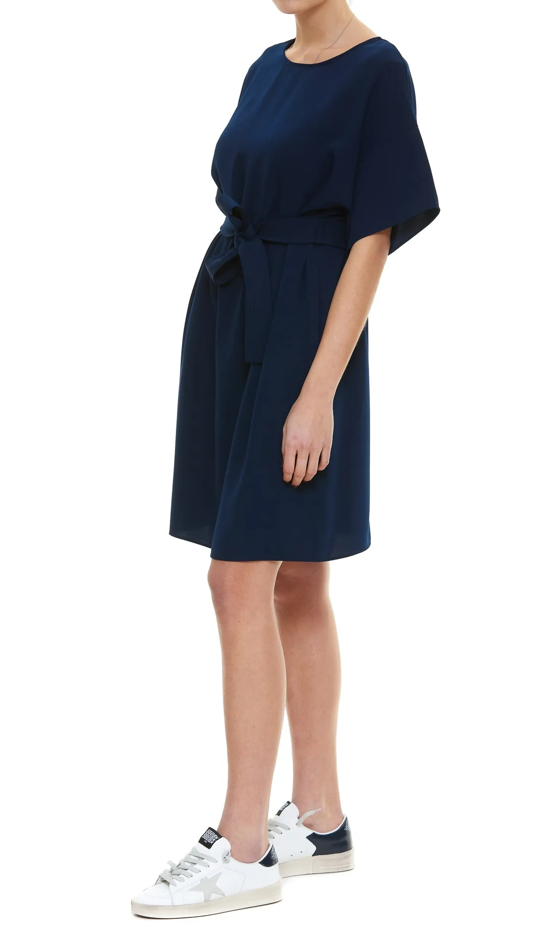 P.A.R.O.S.H. Belted Waisted Crewneck Dress