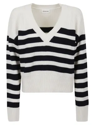 P.A.R.O.S.H. Striped V-Neck Knit Jumper