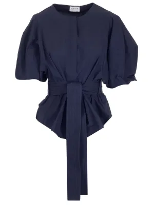 P.A.R.O.S.H. Tie-Waist Puff-Sleeved Top