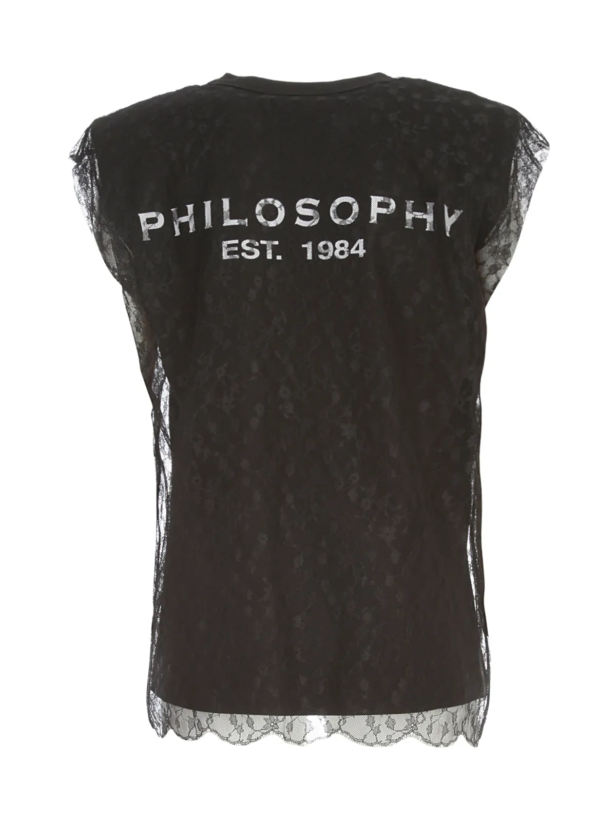 Philosophy Di Lorenzo Serafini Lace Overlay Logo Print Tank Top