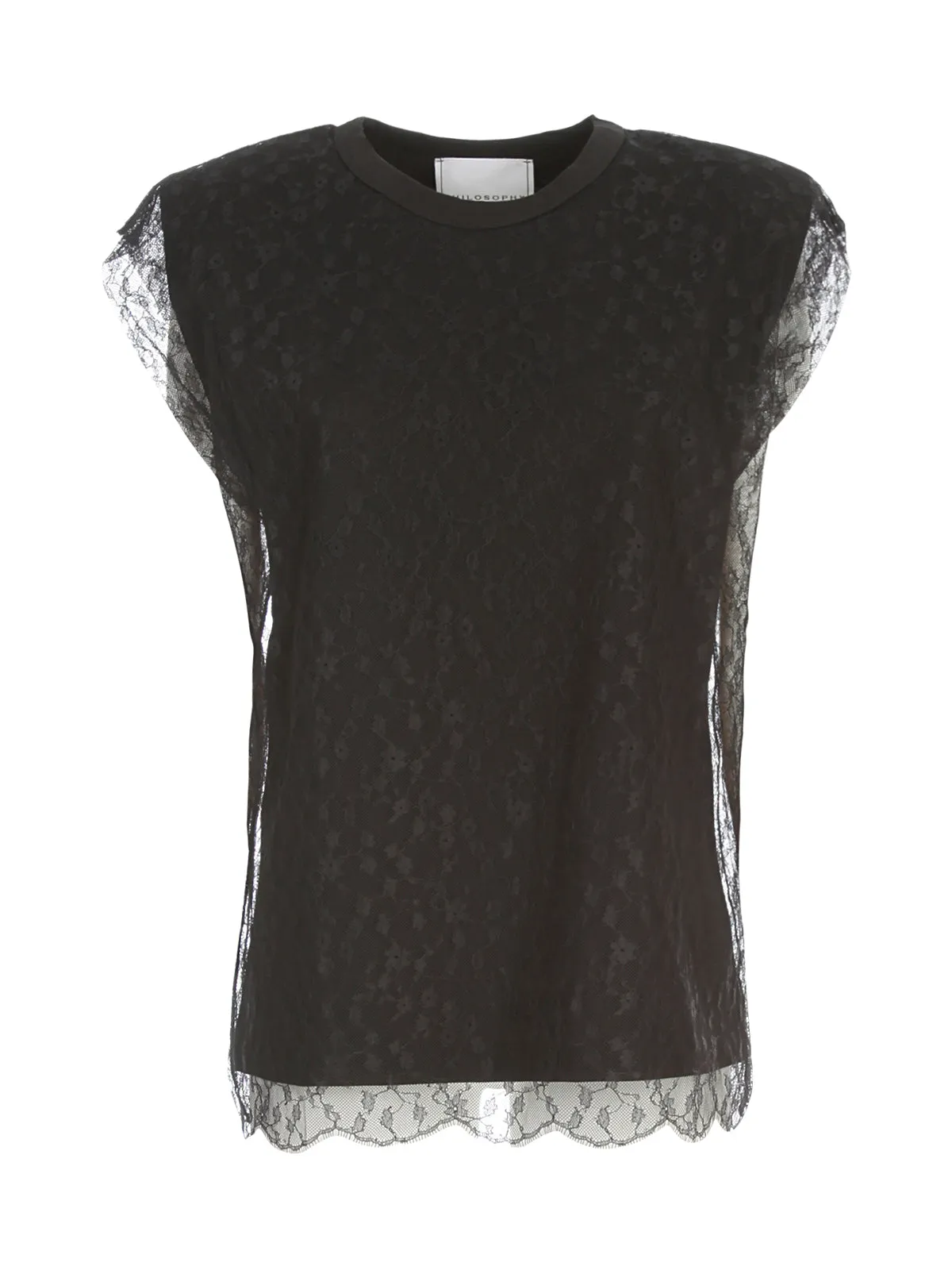 Philosophy Di Lorenzo Serafini Lace Overlay Logo Print Tank Top