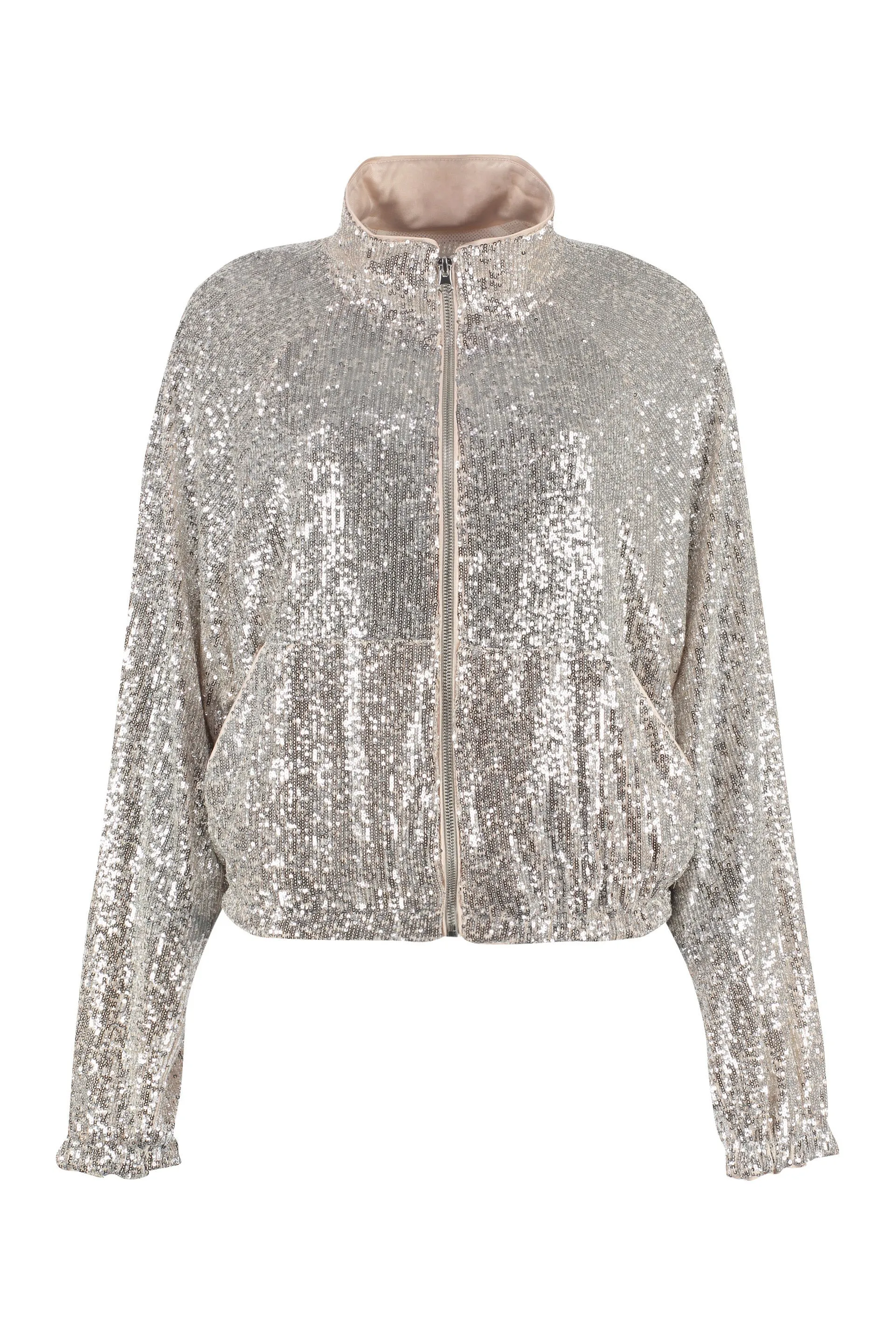 Pinko Allover Sequin Zip-Up Long Sleeved Jacket