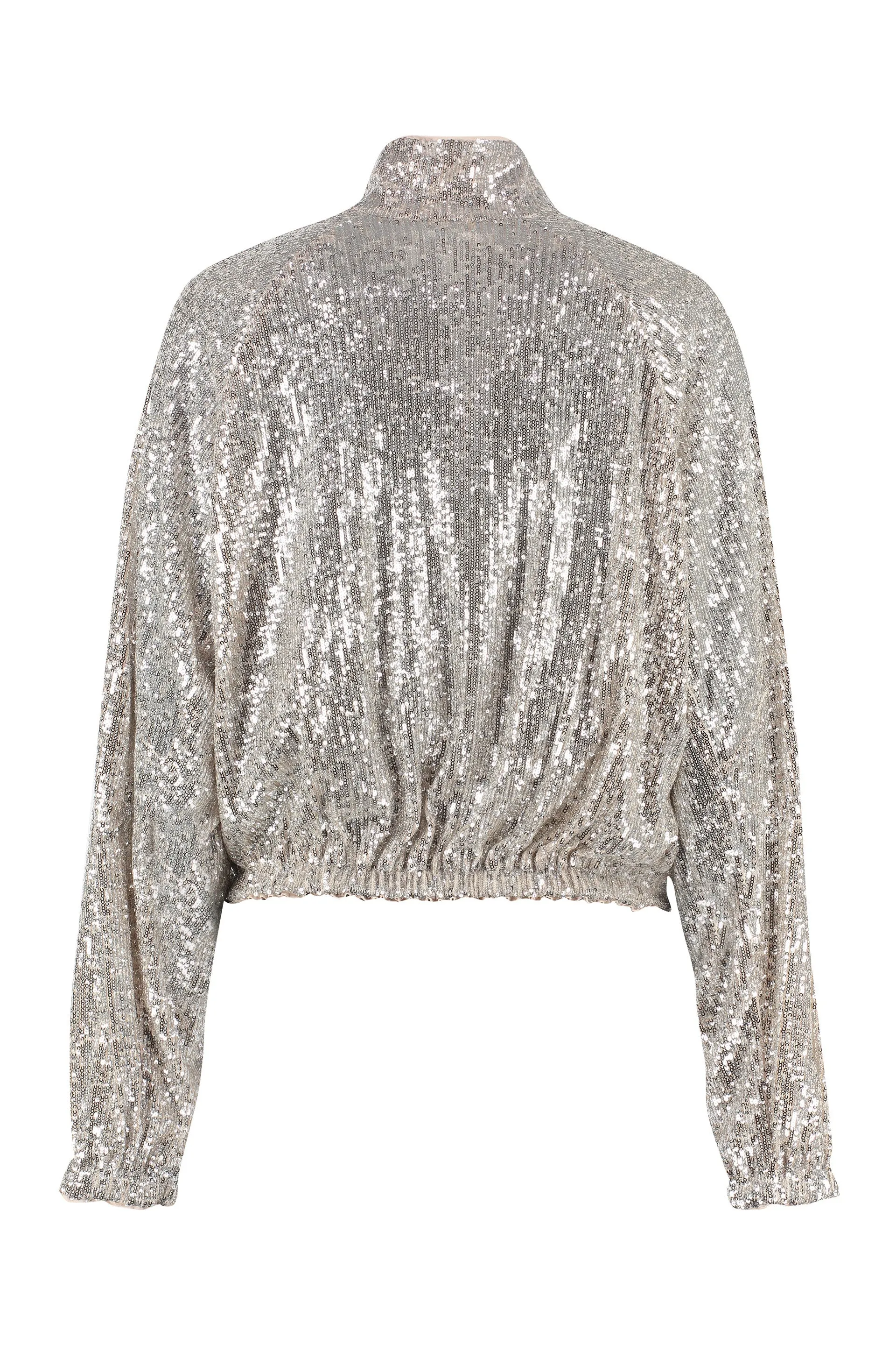Pinko Allover Sequin Zip-Up Long Sleeved Jacket