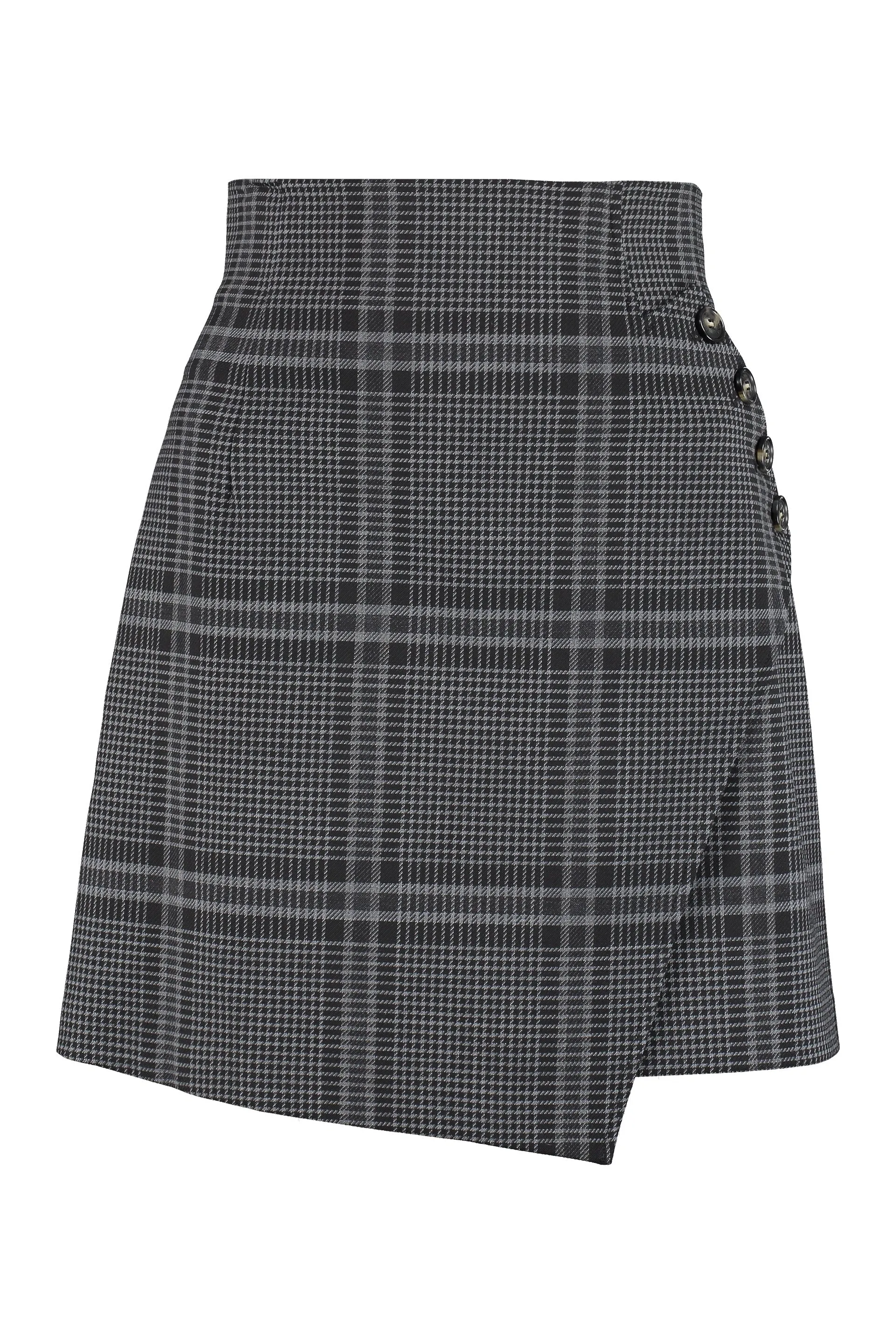 Pinko Check Pattern Asymmetric Mini Skirt