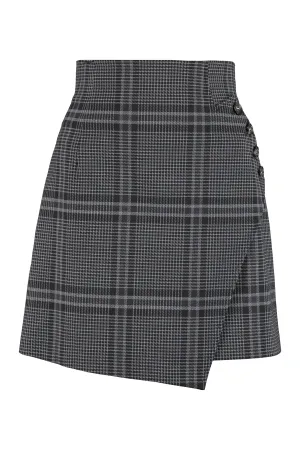 Pinko Check Pattern Asymmetric Mini Skirt