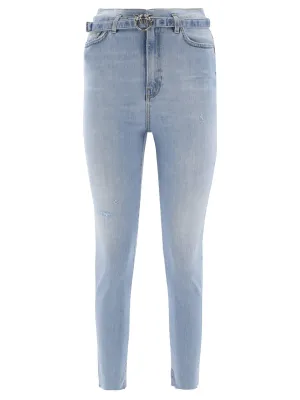 Pinko Distressed High Waist Cropped Skinny Jeans