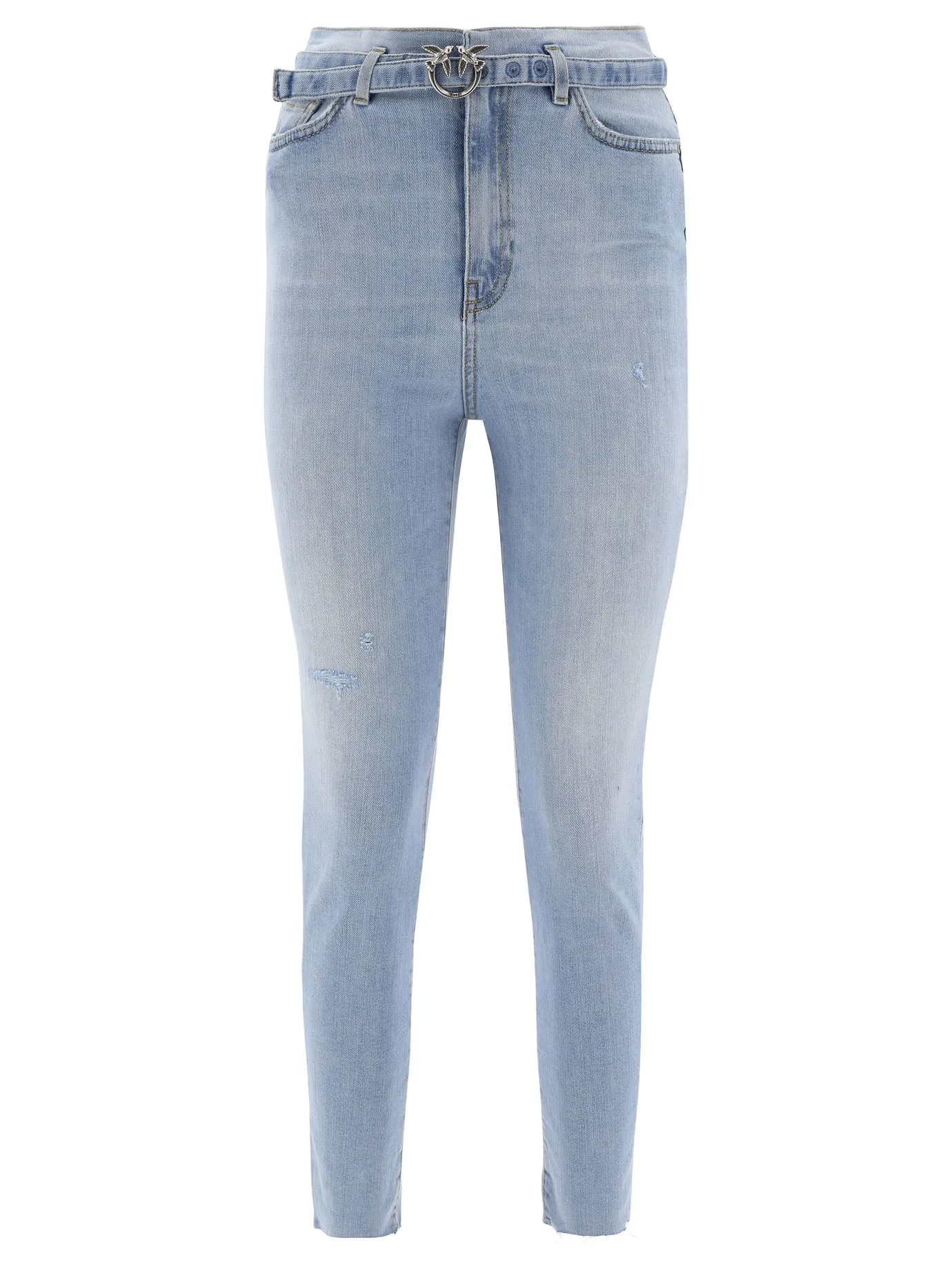 Pinko Distressed High Waist Cropped Skinny Jeans