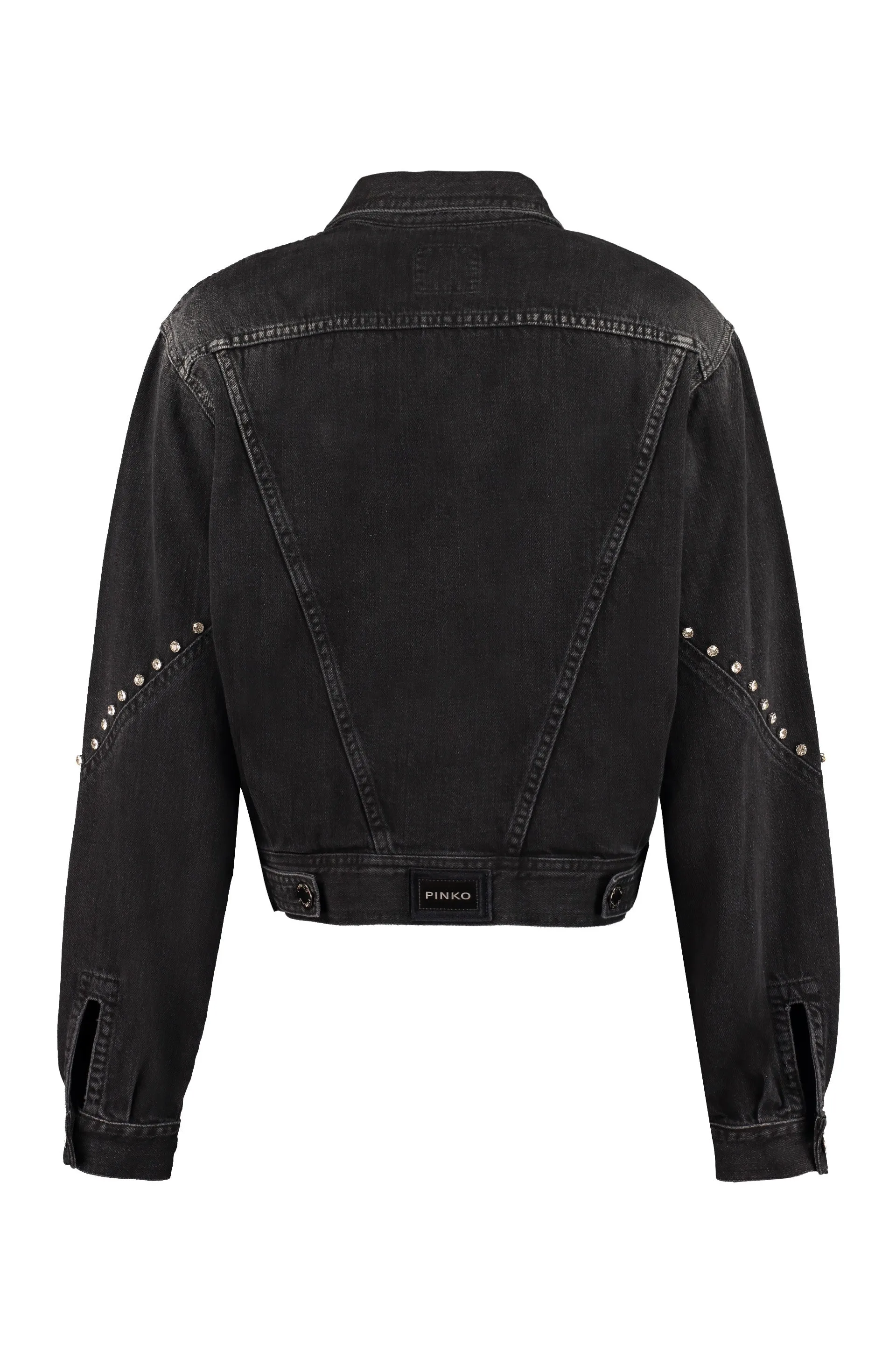 Pinko Embellished Buttoned Ripped Denim Jacket