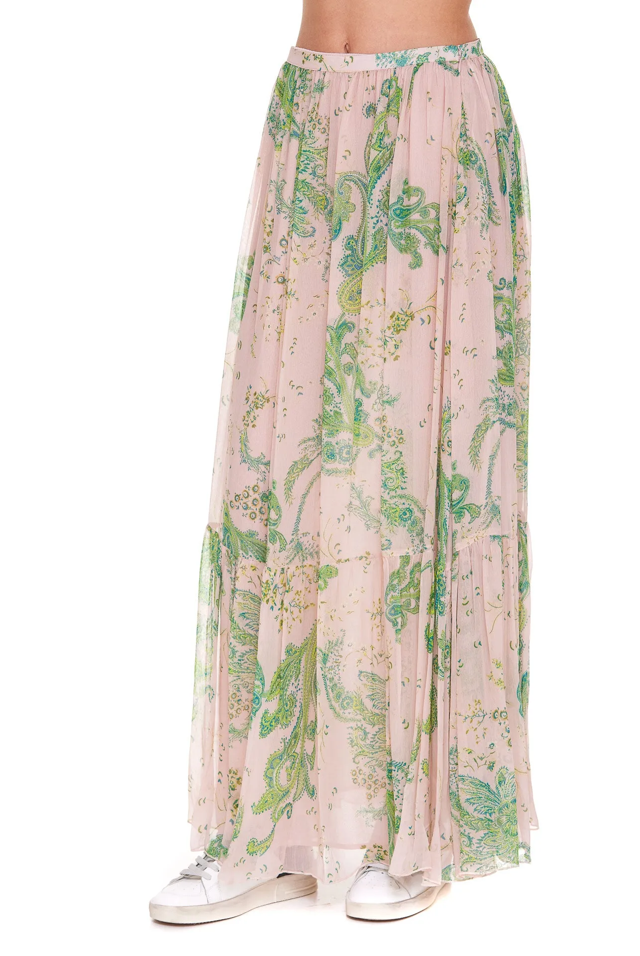 Pinko High-Waisted Floral Printed Maxi Skirt