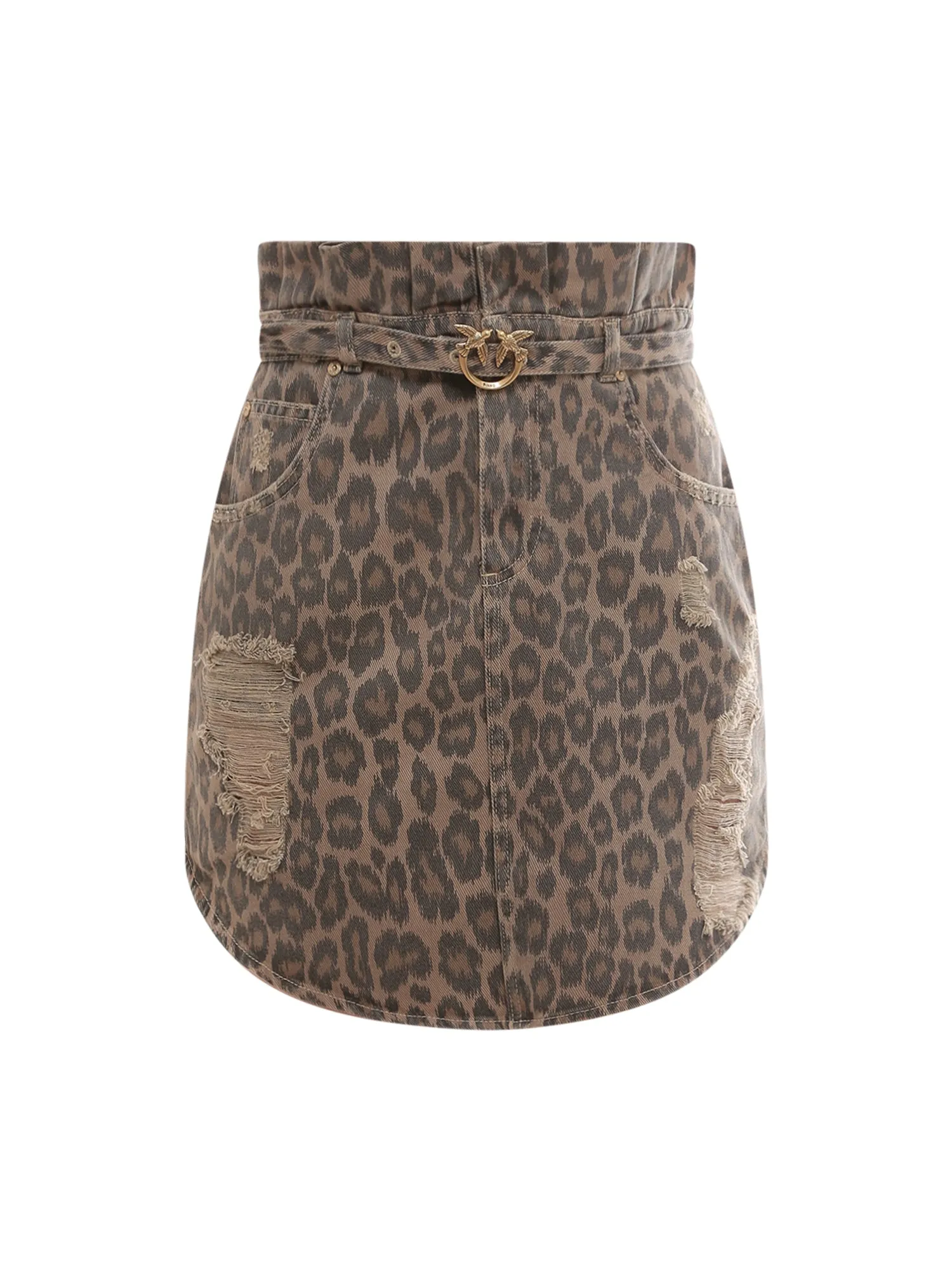 Pinko Leopard Printed Distressed Shorts