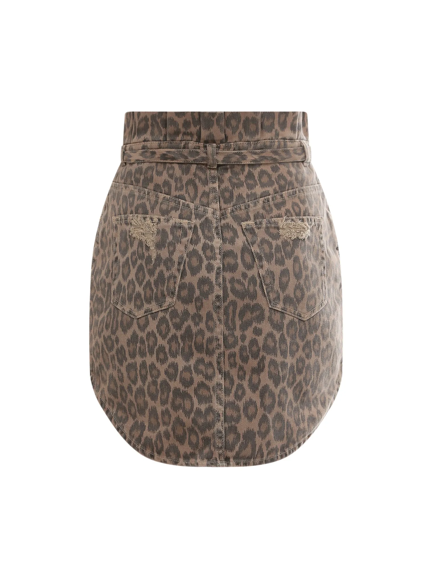 Pinko Leopard Printed Distressed Shorts