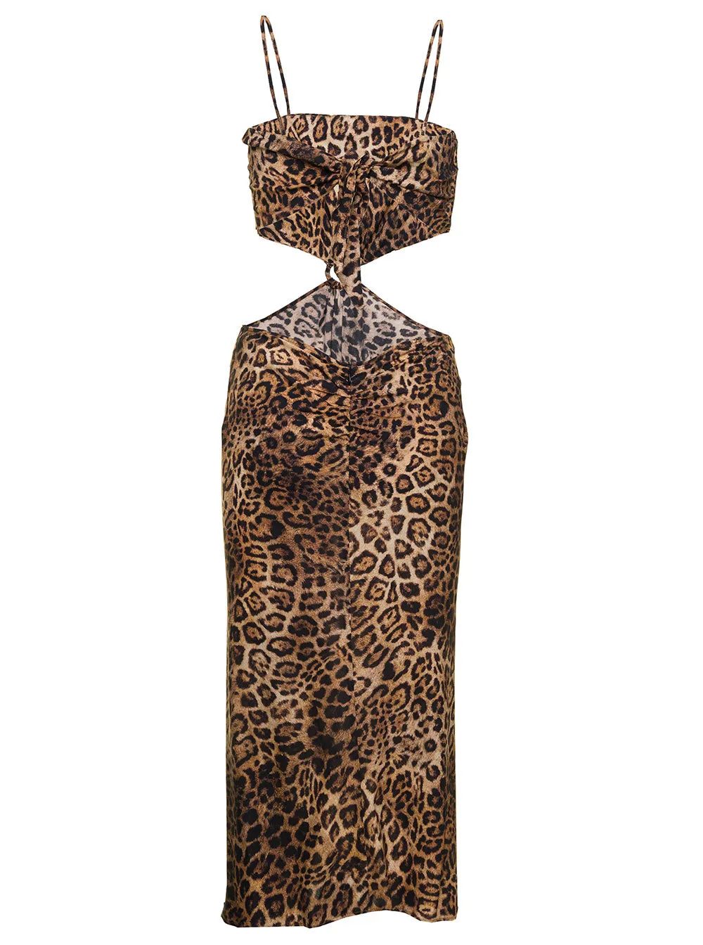 Pinko Leopard-Printed Strapped Midi Dress