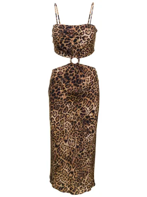 Pinko Leopard-Printed Strapped Midi Dress
