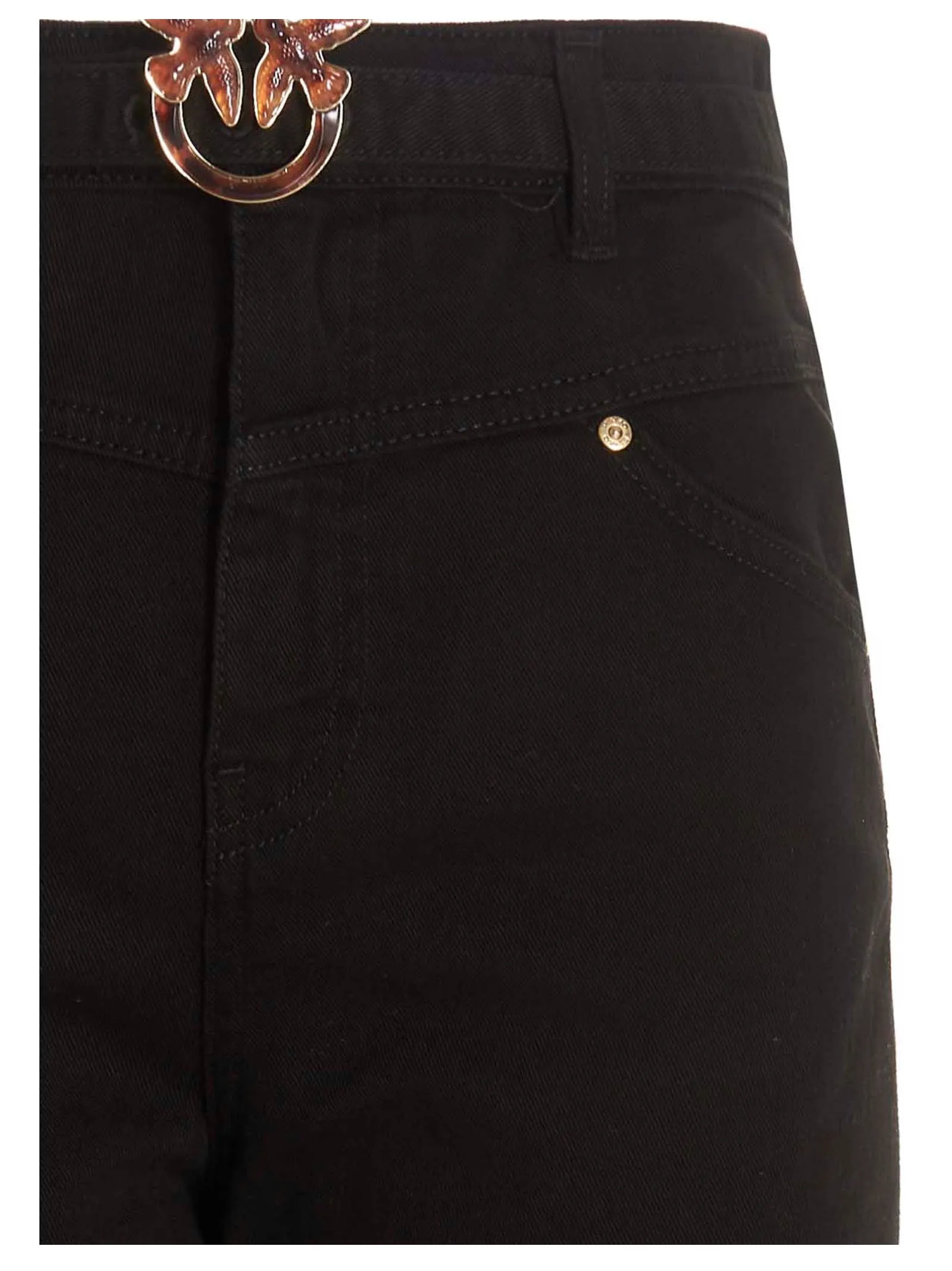 Pinko Logo Belted Waist Straight Leg Jeans