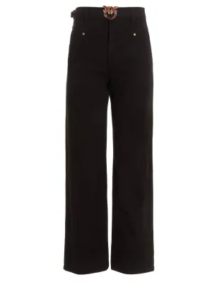 Pinko Logo Belted Waist Straight Leg Jeans