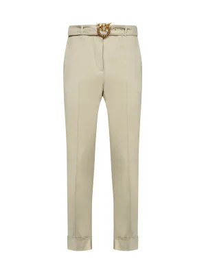 Pinko Logo Belted Waist Straight Leg Trousers