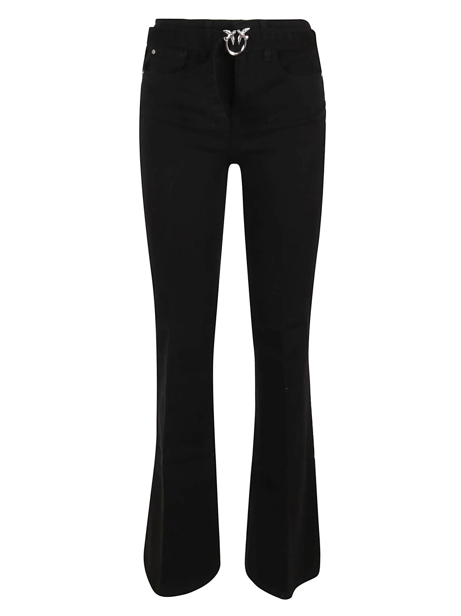 Pinko Logo Plaque Belted Flared Jeans