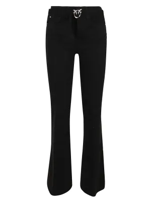Pinko Logo Plaque Belted Flared Jeans