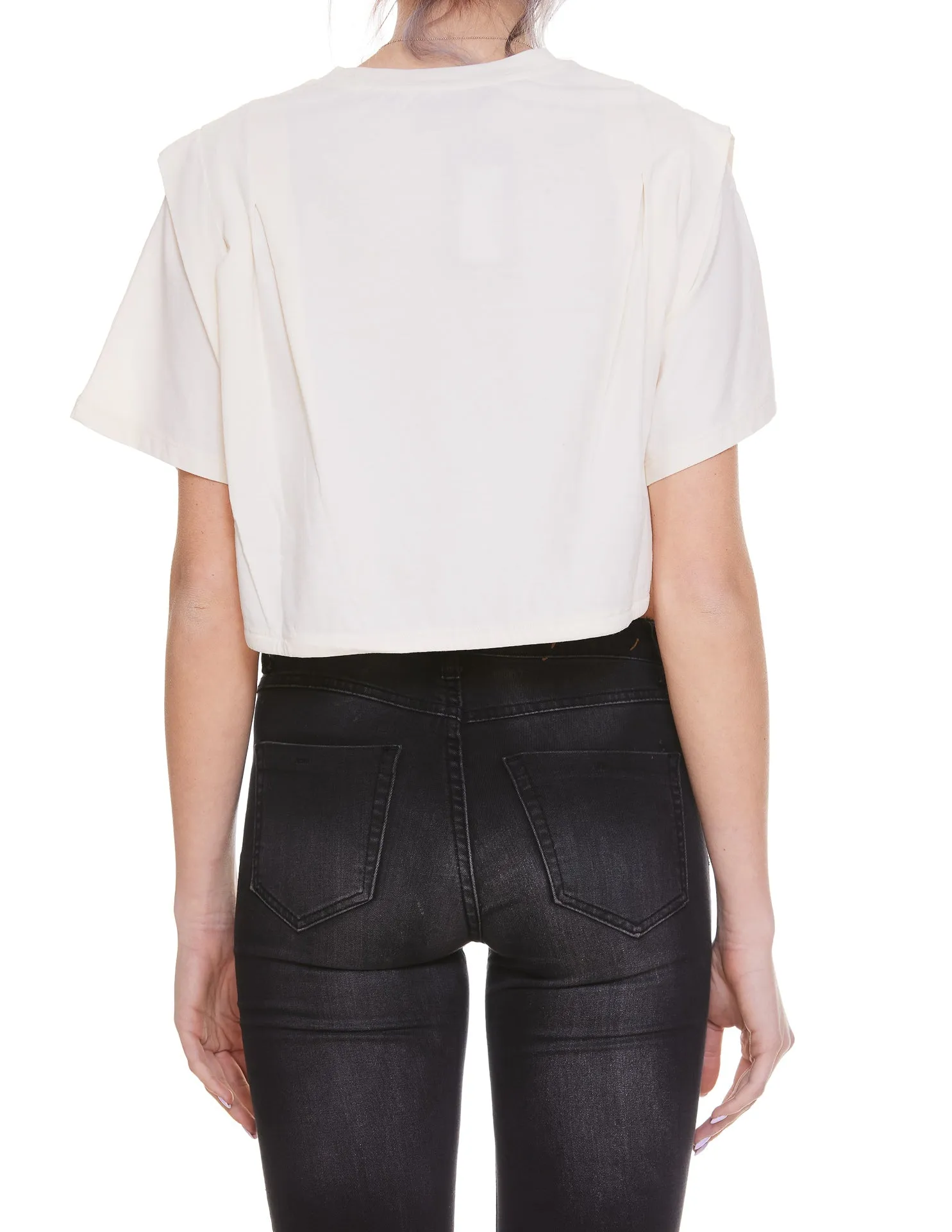 Pinko Love Birds Embroidered Cropped T-Shirt