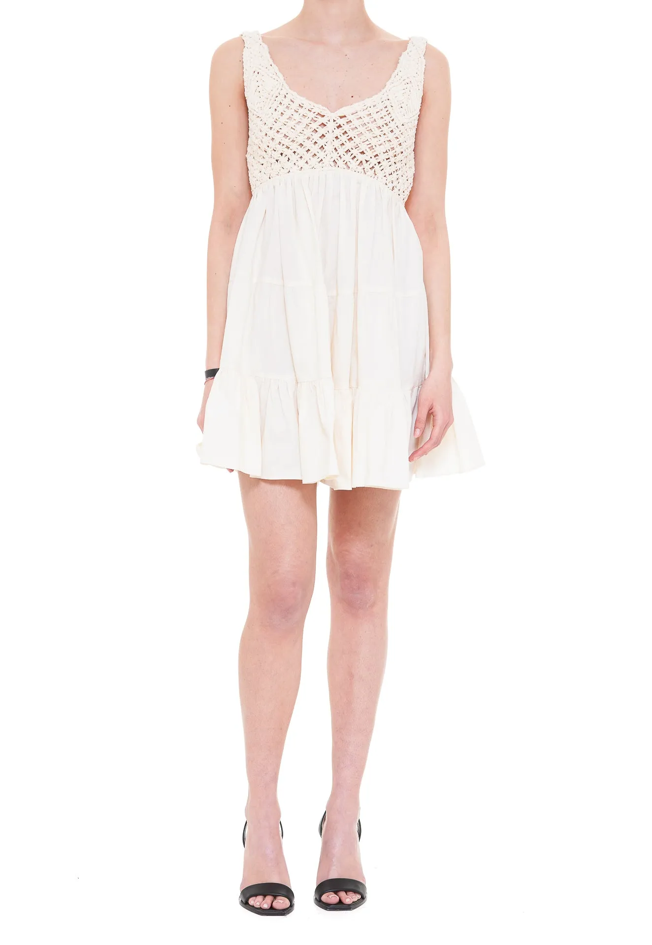 Pinko Maxi Bow Detailed Open Knit Mini Dress