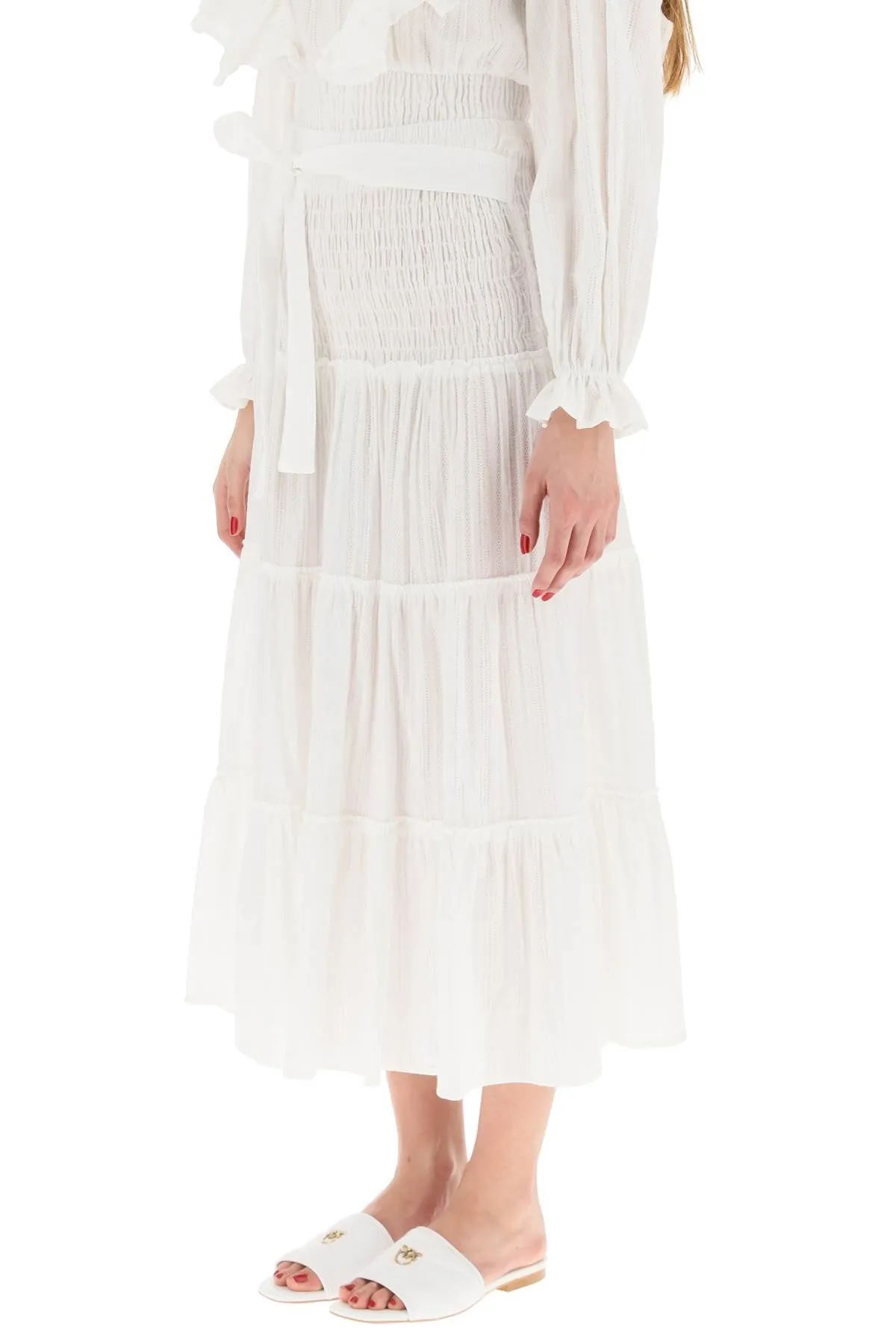 Pinko Tie-Waist Midi Skirt