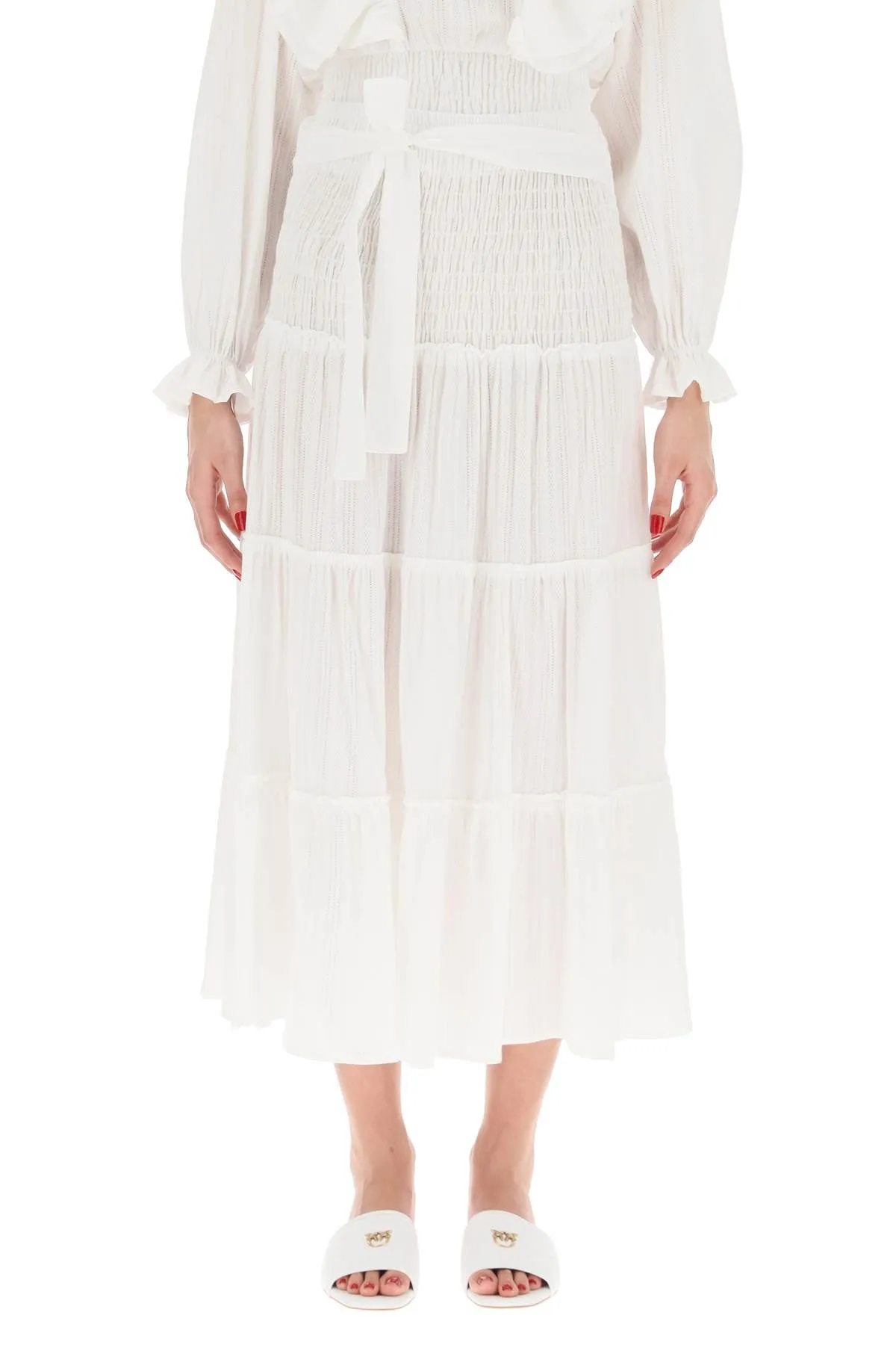 Pinko Tie-Waist Midi Skirt