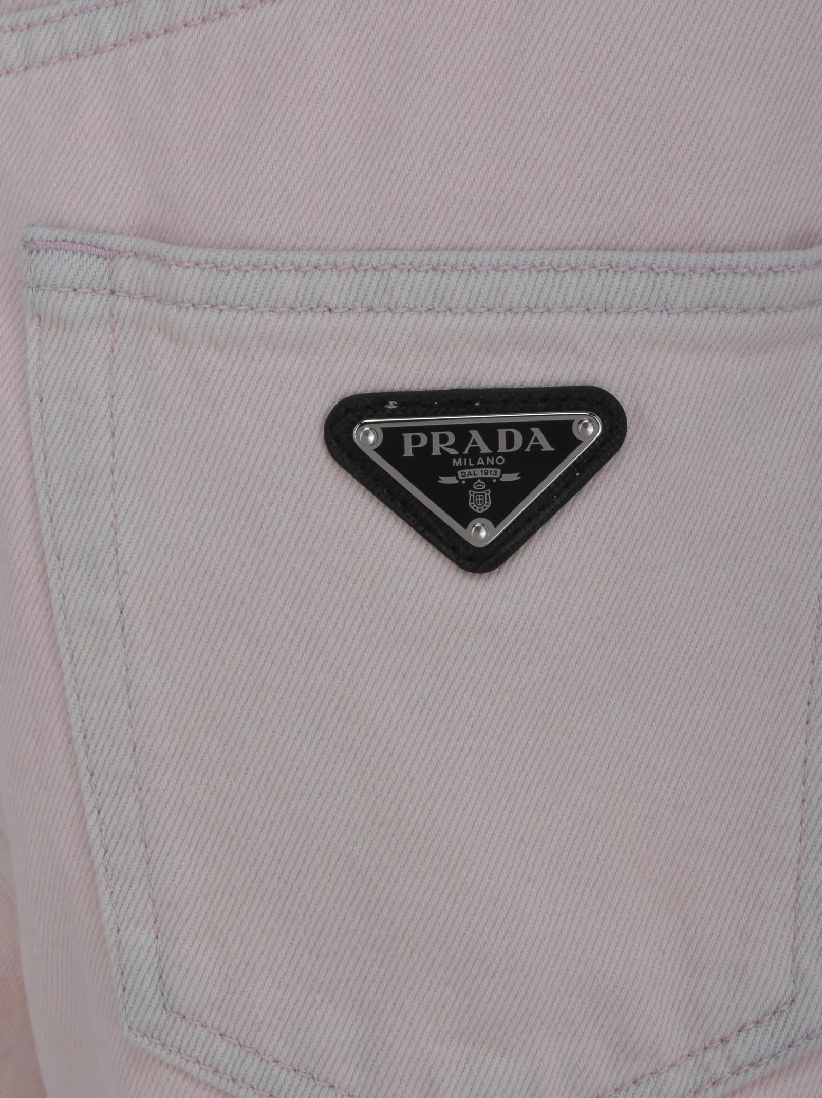 Prada Logo Plaque Denim Shorts