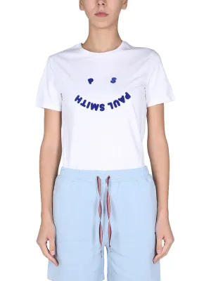 PS Paul Smith Flocked Smiley Logo Crewneck T-Shirt