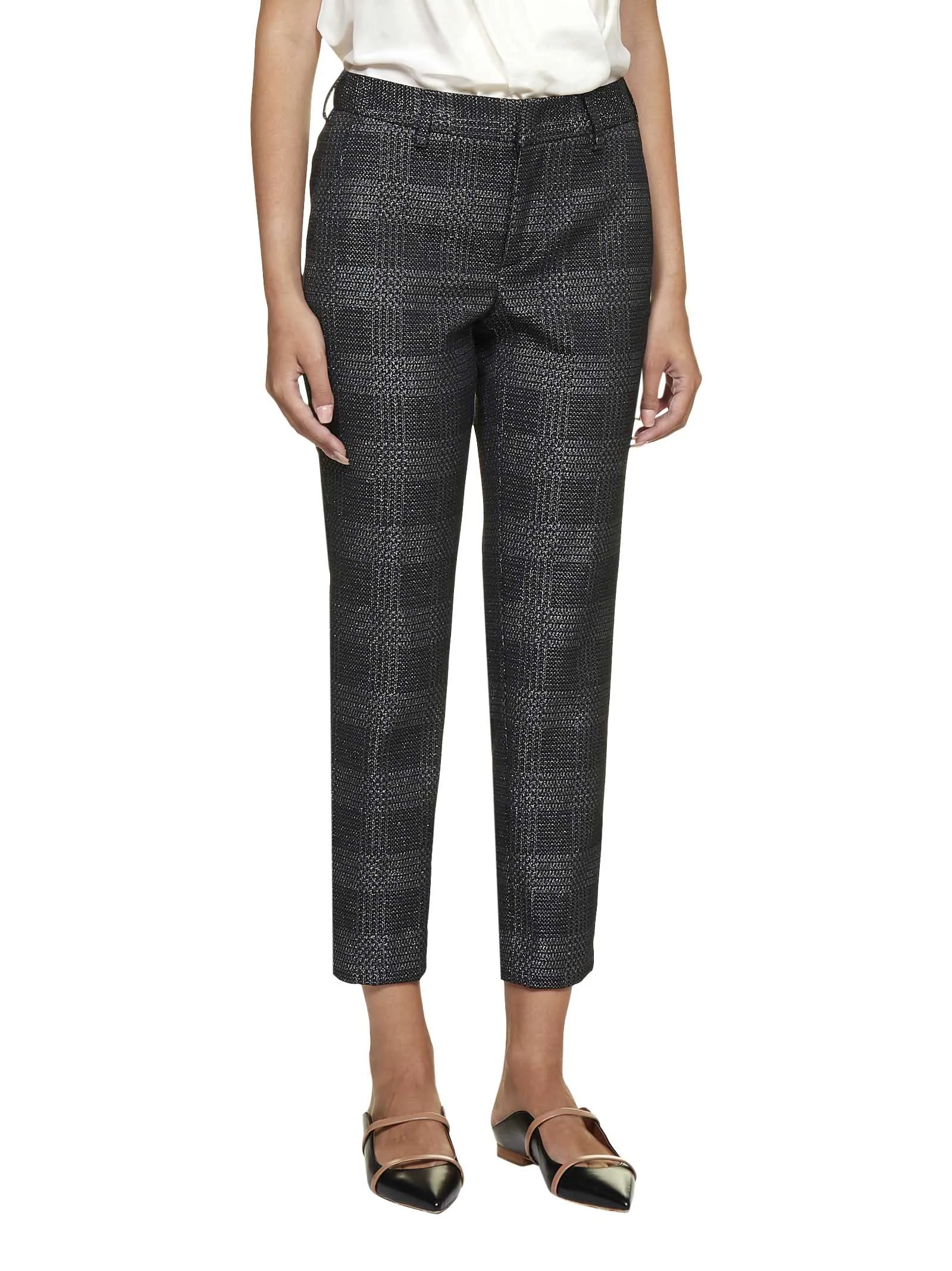 Pt01 Mid-Rise Checked Cropped Pants