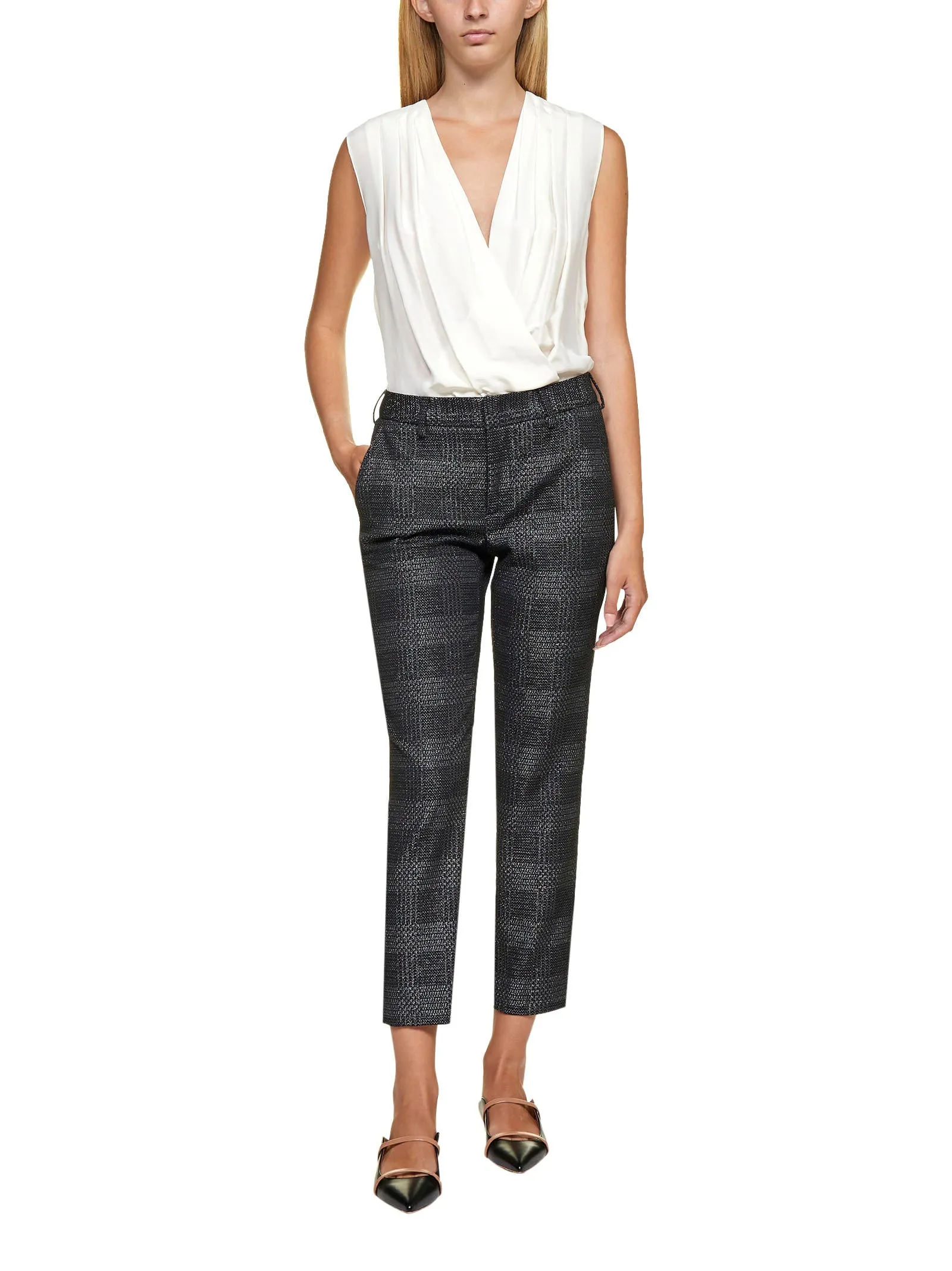 Pt01 Mid-Rise Checked Cropped Pants