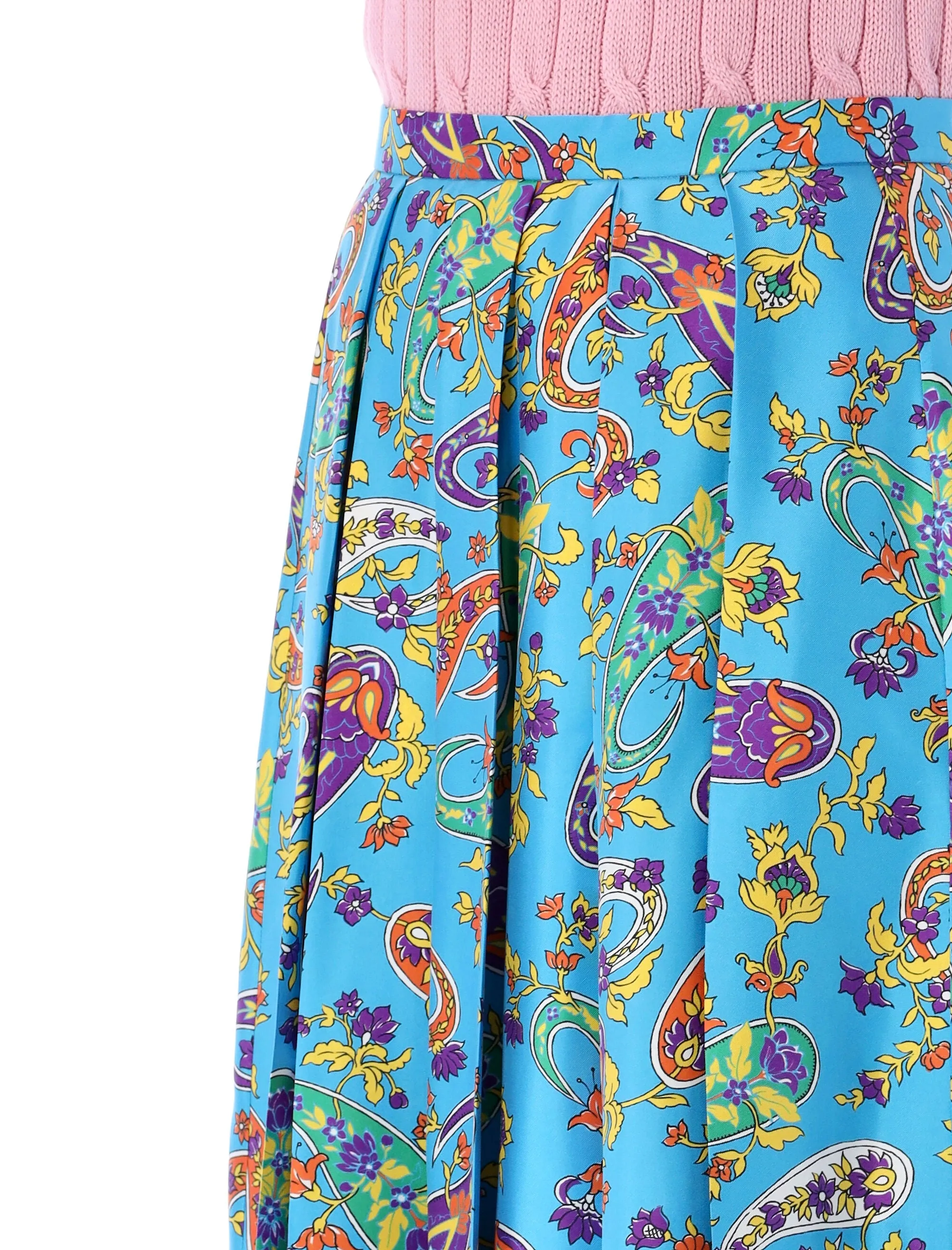 Ralph Lauren Beasley Paisley Pattern Pleated Midi Skirt