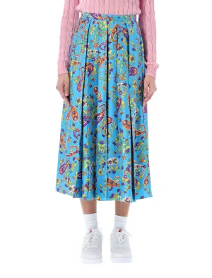 Ralph Lauren Beasley Paisley Pattern Pleated Midi Skirt