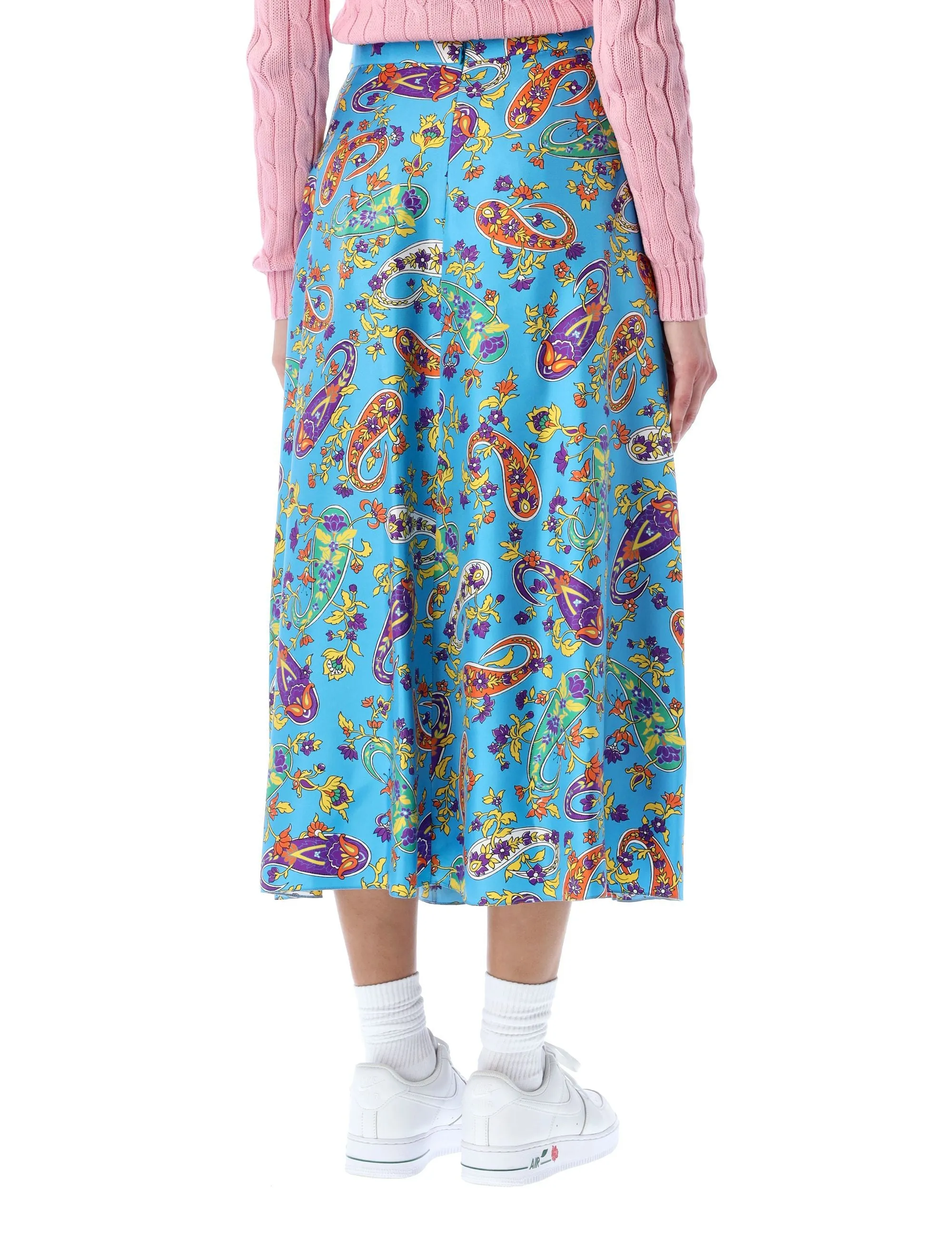 Ralph Lauren Beasley Paisley Pattern Pleated Midi Skirt