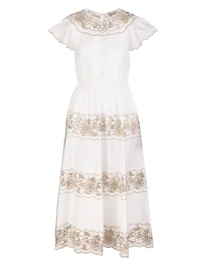 RED Valentino Short Sleeved Embroidered Dress